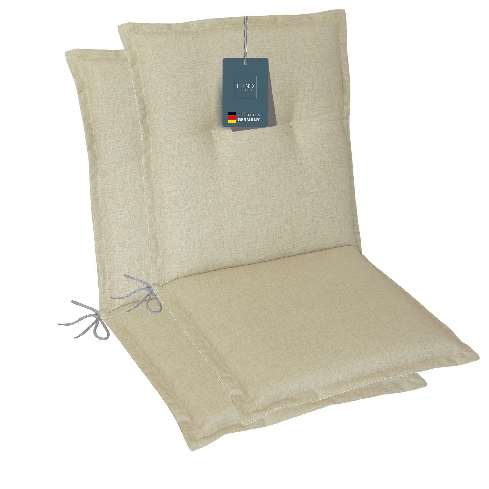 LILENO HOME Polsterauflage Niedriglehner, bequeme Sitzauflage für Gartenstühle, Stuhlkissen, (2 St., 2er Set), Gartenstuhl Auflage Beige, Sitzpolster waschbar
