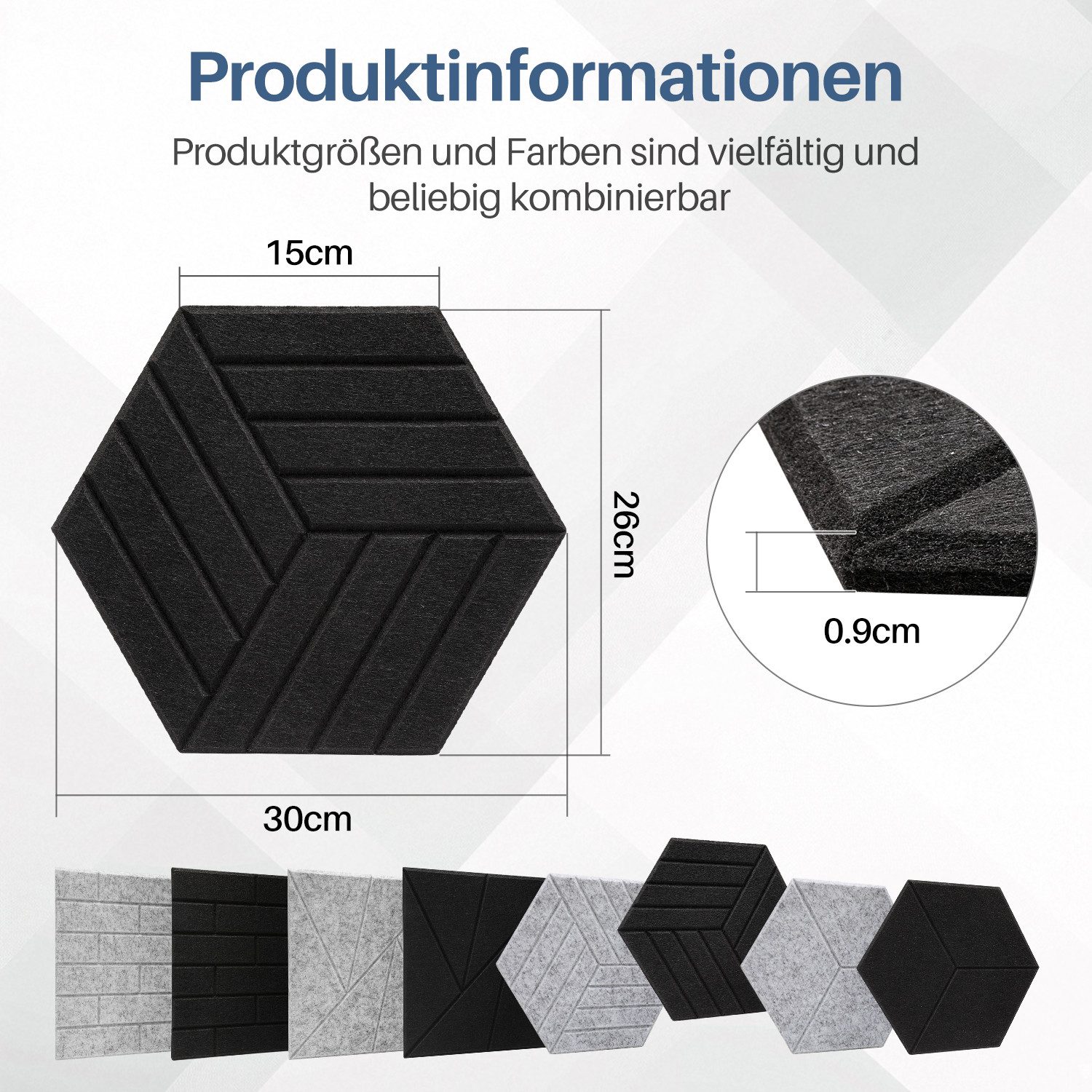 Clanmacy Akustikplatte 12 stuks Akustikplatten Hexagonal günstig online kaufen