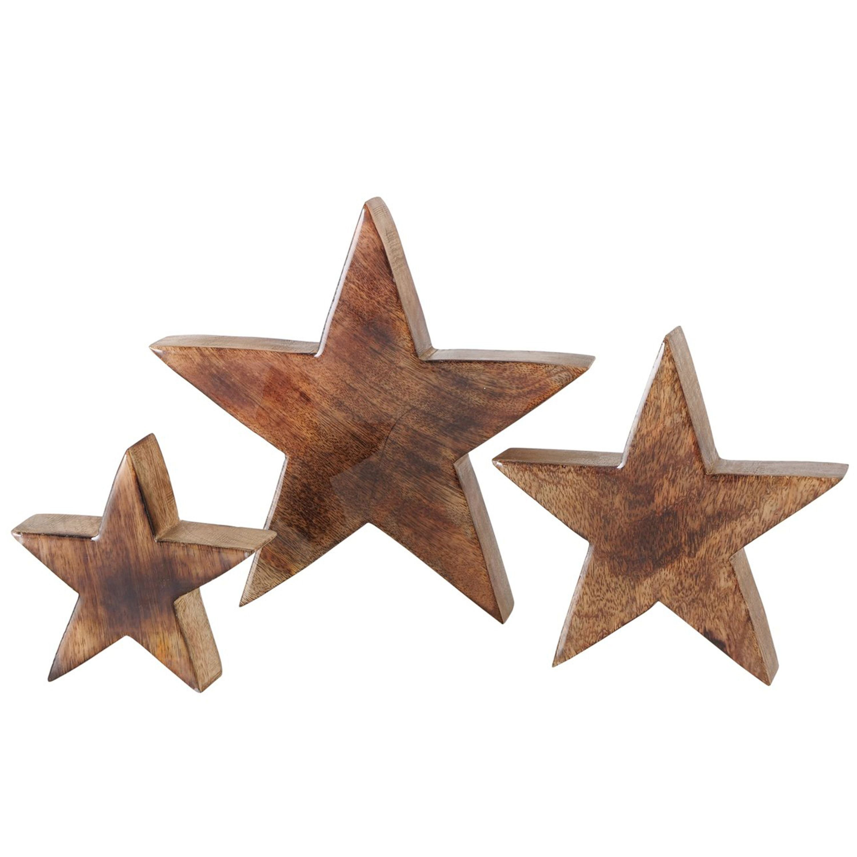 Dekostern B. 3tlg Set Deko-Aufsteller Stern Clozzy aus Mango-Holz - 2024534