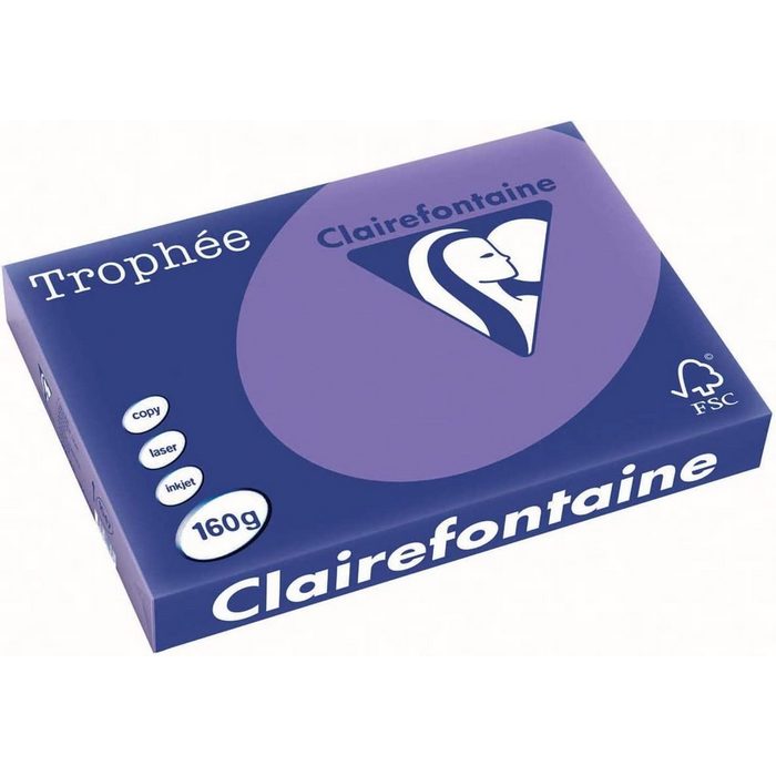 CLAIREFONTAINE Drucker- und Kopierpapier Clairefontaine Trophee Papier 1047C Violett 160g/m² DIN-A3 - 250 Blatt