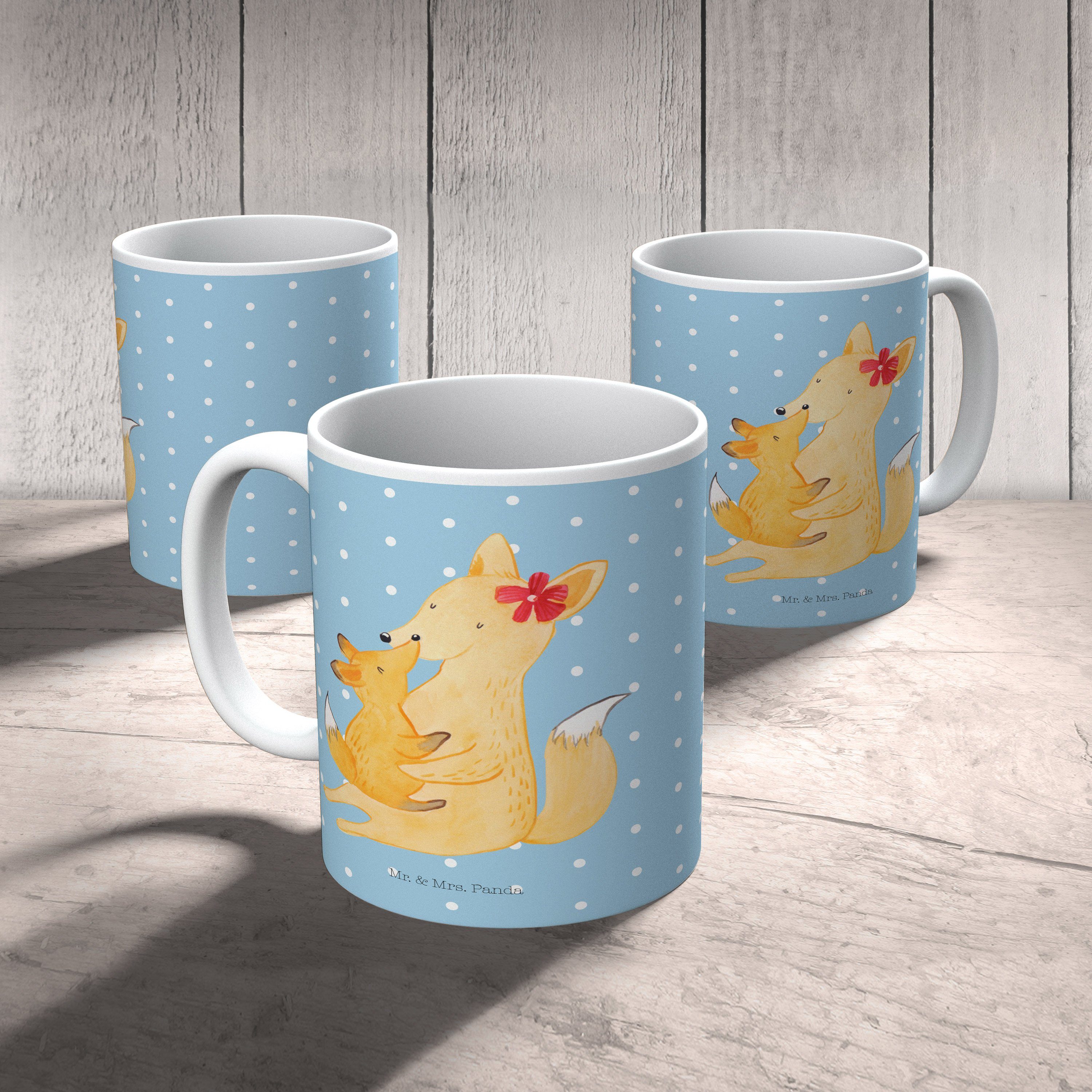 Mr. & Mrs. Panda Tasse - Kind Mama Blau Fuchs Tochte, Geschenk, Pastell & Keramik Lieblingstochter, 