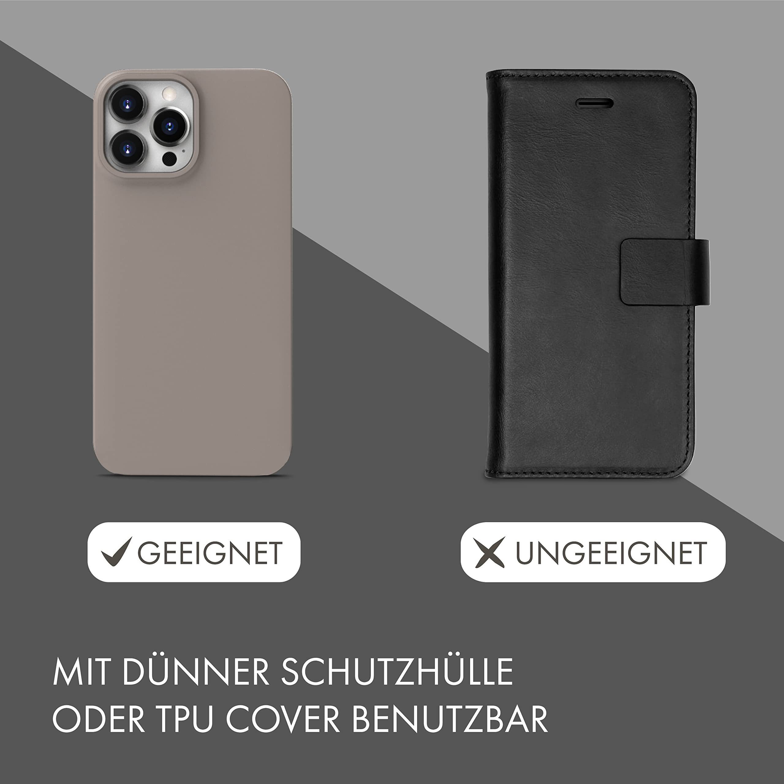 XiRRiX Handytasche Echt Leder Handy Umhängetasche schwarz (1-tlg., incl. Umhängeband), mit zwei Karteneinsteckfächern auf der Rückseite