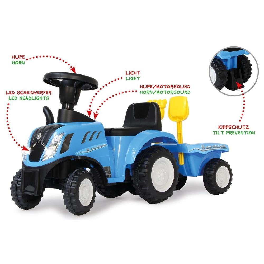 Jamara Rutscherauto New Holland T7 Traktor Blau, mit Hupe Sound