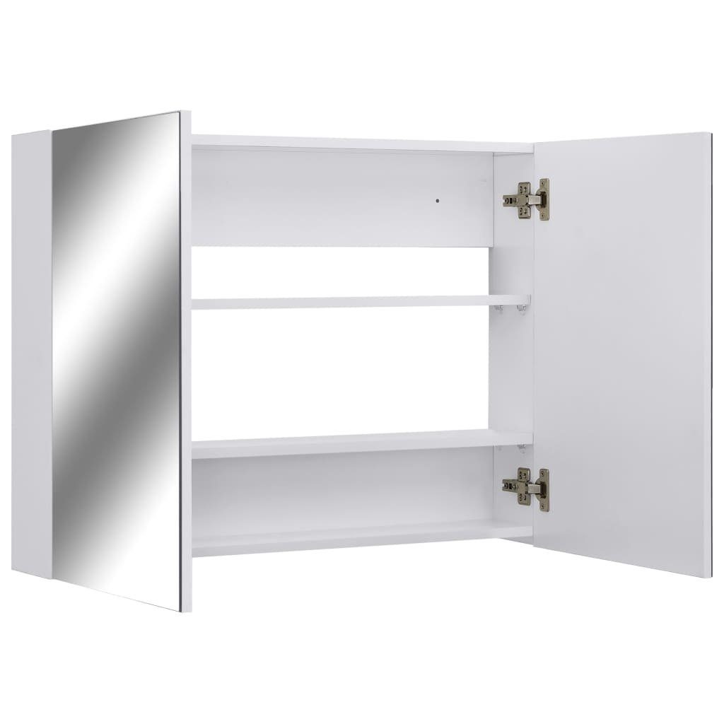 vidaXL Badezimmerspiegelschrank Bad-Spiegelschrank Weiß 80x15x60 cm MDF