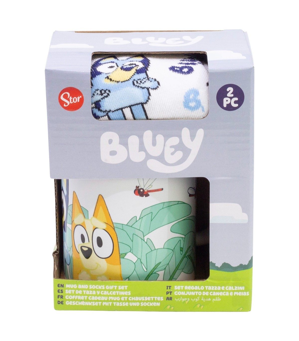Bluey Tasse Socken Set Keramiktasse 325 ml mit Kindersocken, 2-tlg., Tasse: Keramik, Socken: Polyester