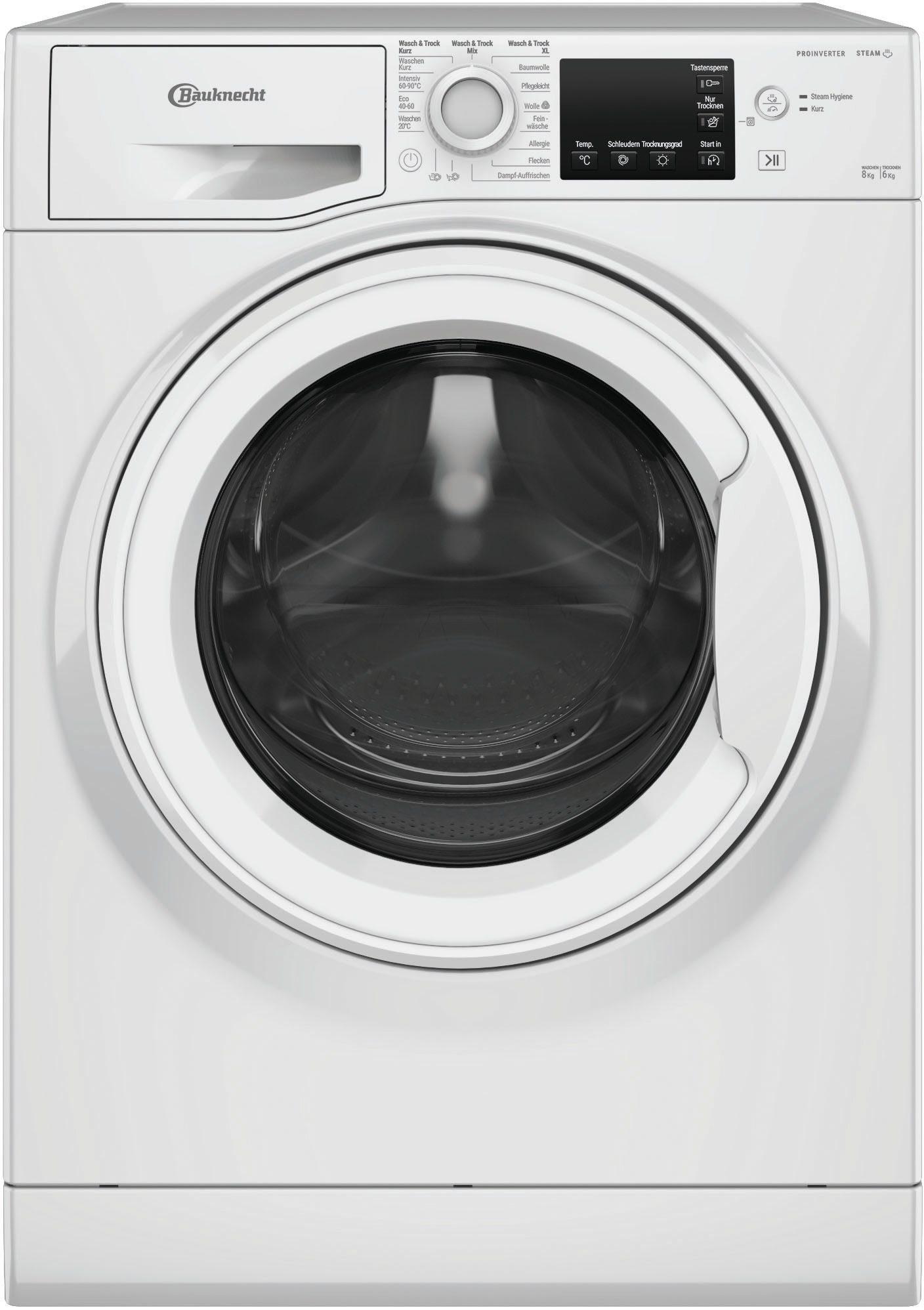 BAUKNECHT Waschtrockner WT Eco Plus 86 43 N, 8 kg, 6 kg, 1400 U/min