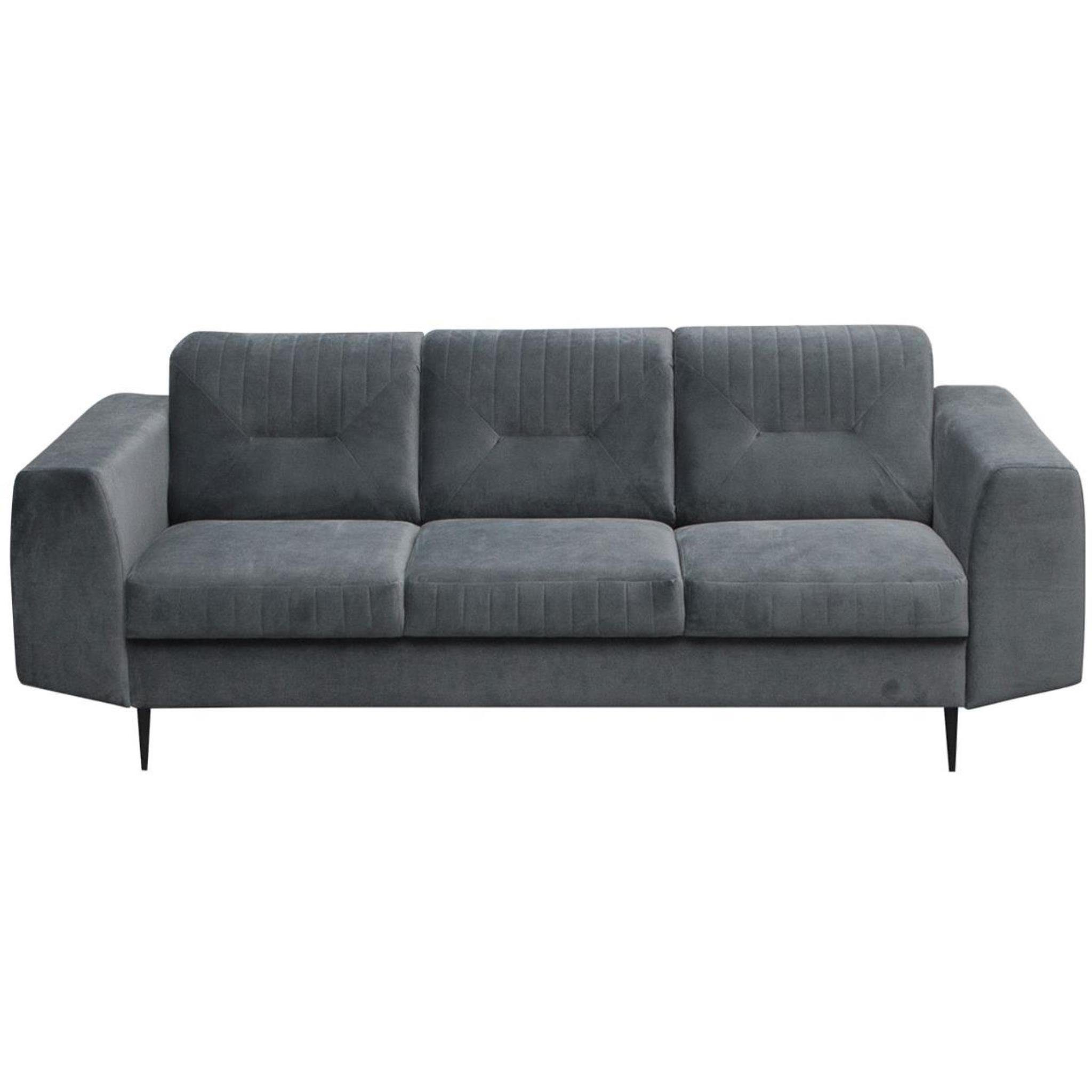 Beautysofa 3-Sitzer Sofa Velours im mit + modernes VENEZIA, Design), Grau Polstergarnitur Sofa 2-Sitzer (bluvel Couchgarnituren 14) (Sessel + Metallbeine, aus