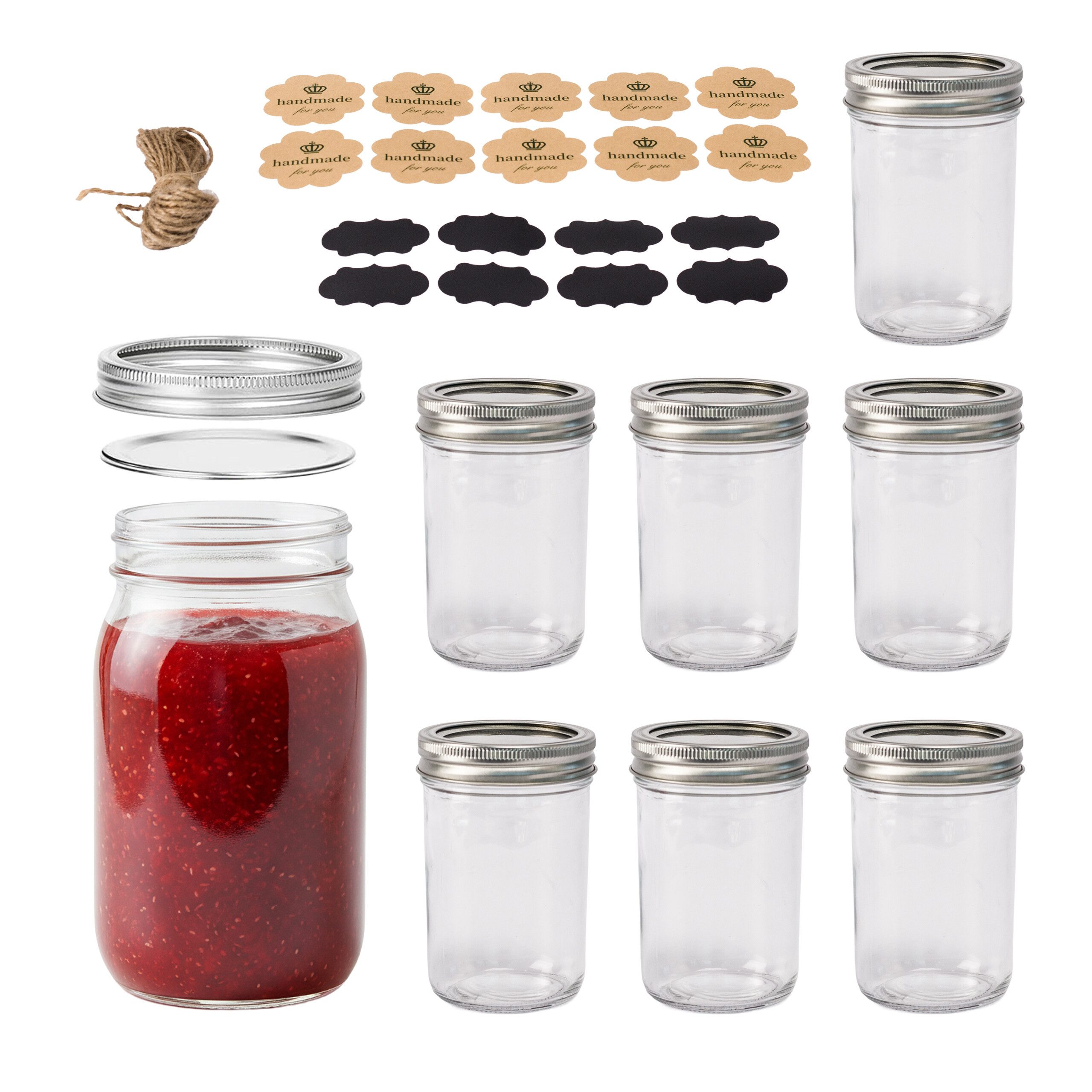 relaxdays Einmachglas Einmachgläser mit Deckel 8er Set, Glas, (8-tlg), 500 ml