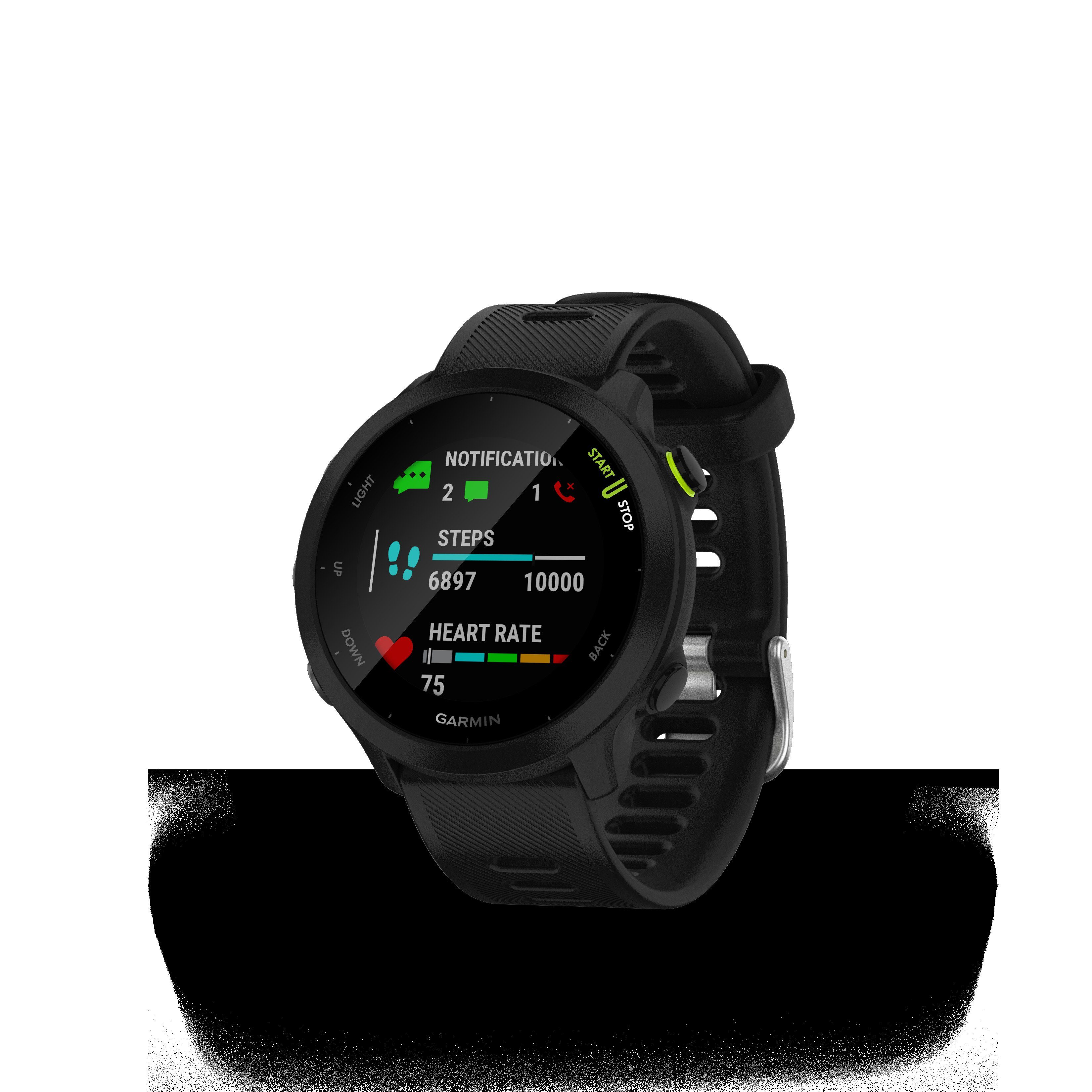 Garmin), Garmin schwarz (2,64 FORERUNNER 55 cm/1,04 schwarz Smartwatch GPS-Laufuhr | Multisport- Zoll,