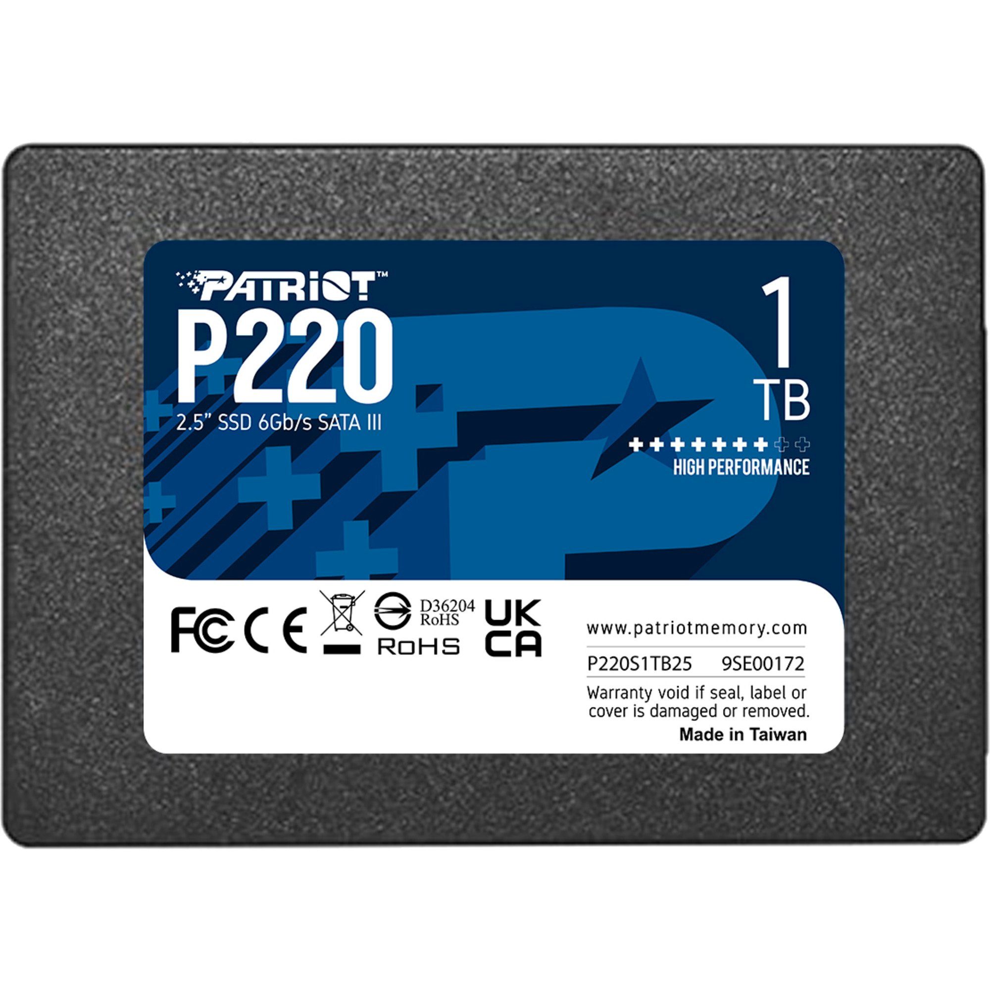 Patriot Patriot P220 1 TB, SSD, (SATA III 6 Gb/s, 2,5) SSD-Festplatte (1 TB) 2.5"