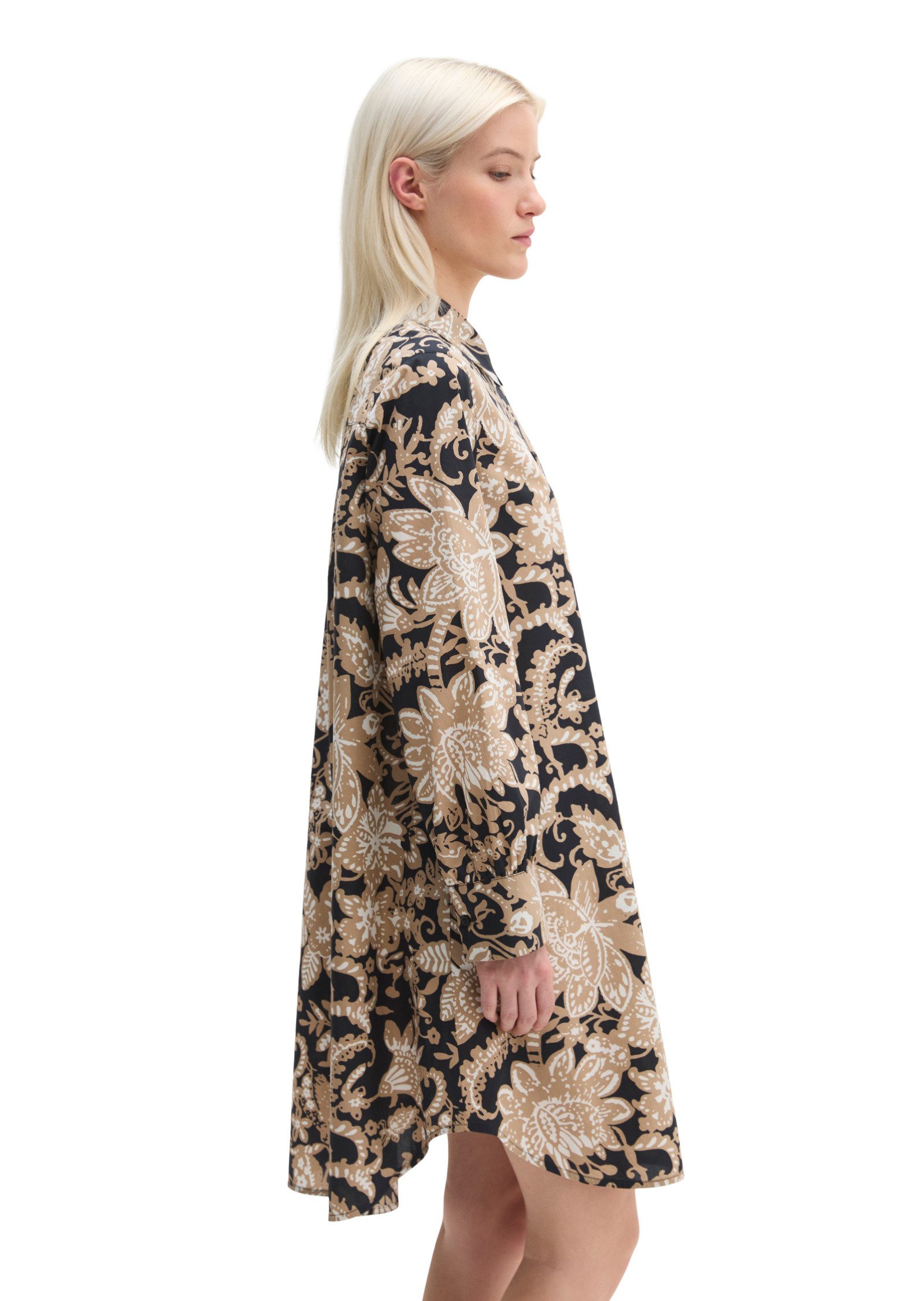 Marc O'Polo Hemdblusenkleid aus Papertouch-Popeline mit Allover-Print