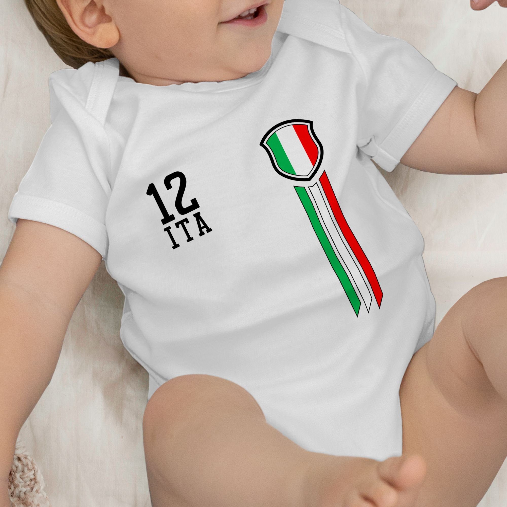 Shirtracer Shirtbody 12. Mann Italien Weiß EM 2024 Fanshirt 3 Baby Fussball