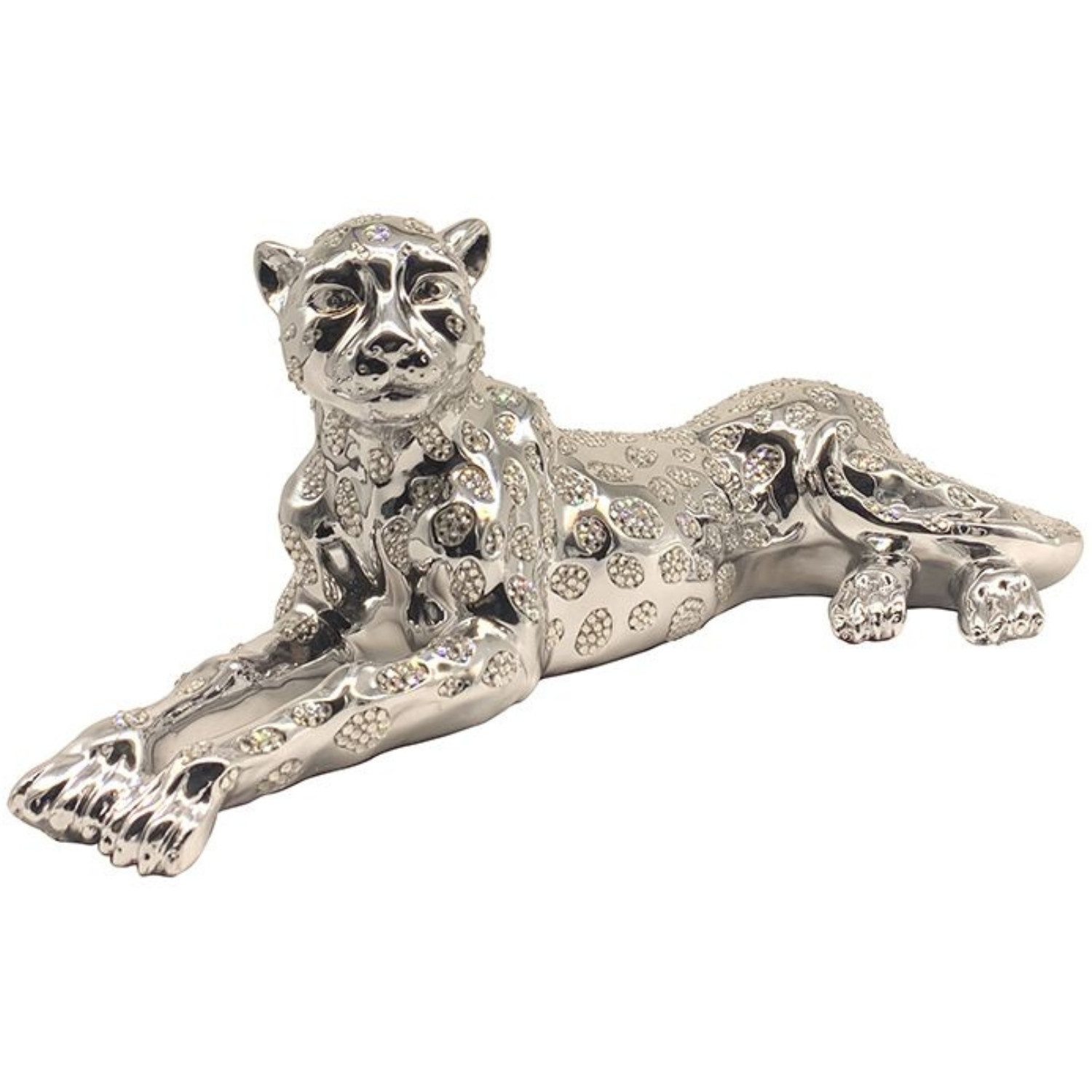 alesvelt Skulptur Moderne Dekofigur Leopard 57 cm Gold / Silber (1-Stück, 57 x 23 x 22 cm), Gold/ Silber