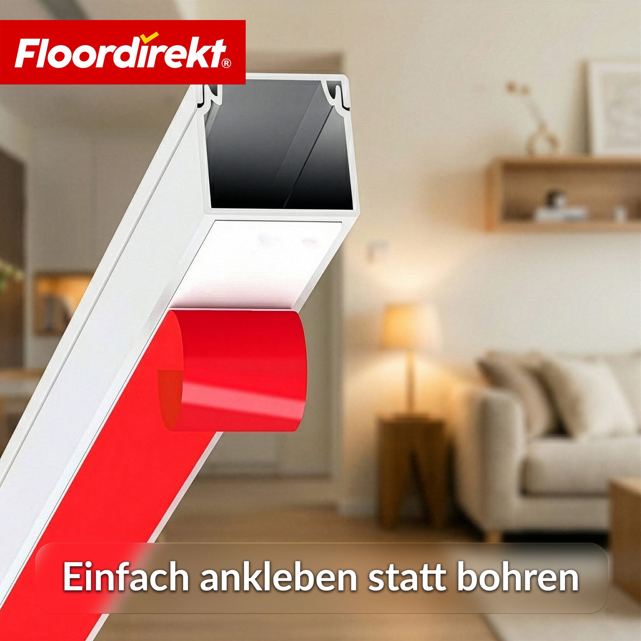 Floordirekt Kabelkanal Oskar selbstklebend 10 x 1 m, Kabelleiste Weiß für TV Wand (Kabelführung ideal im Wohnzimmer und Büro, Kabelabdeckung für Homeoffice Schr – Bild 4 von 5