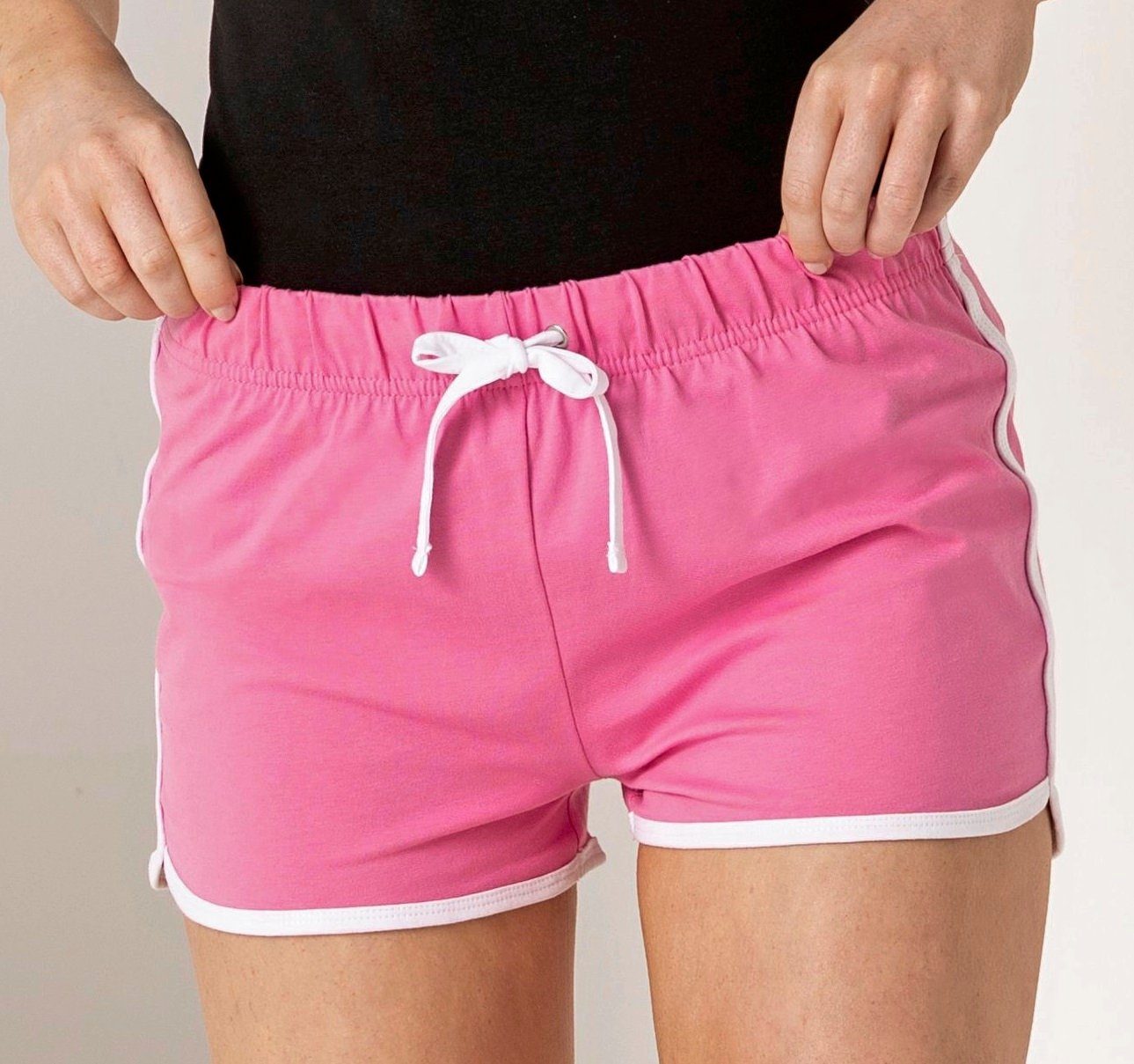 SF Women Shorts grau XXL - Retro Hose Gr. (1-tlg) kurze Shorts - XS Bund Damen elastischer bis