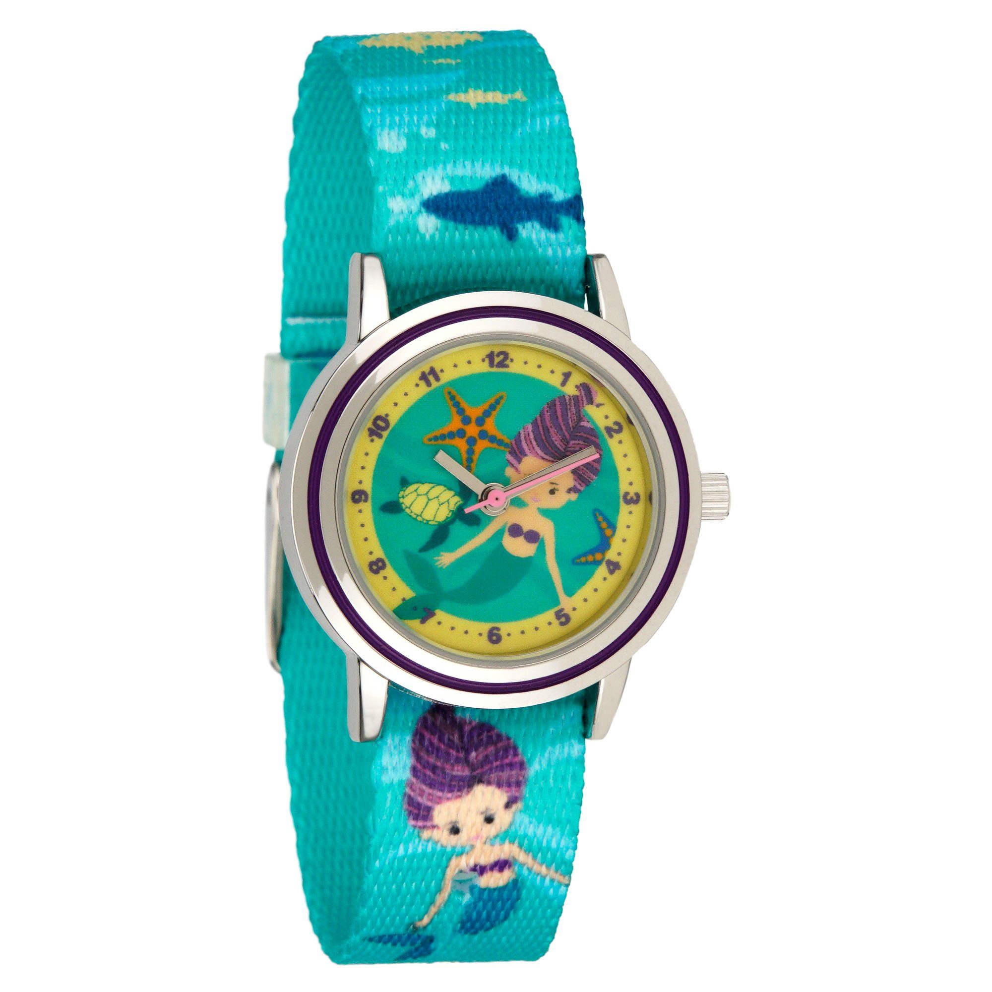 Quarzuhr Kinderarmbanduhr mit Textilarmband und Schlüsselanhänger, Mit Schlüsselanhänger
