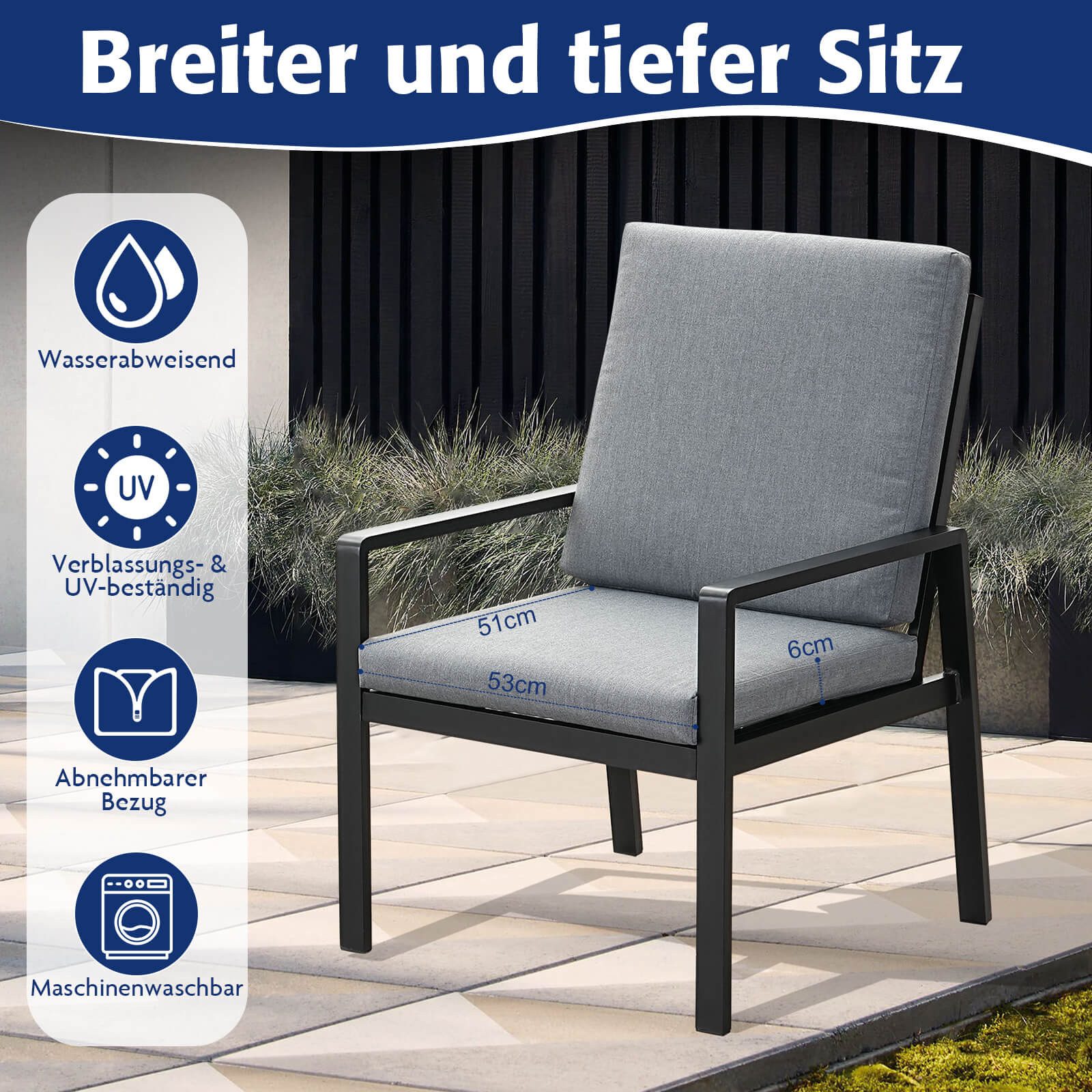 MeXo Gartenstuhl Aluminium Gartenmöbel Esstischstuhl (wetterfeste günstig online kaufen