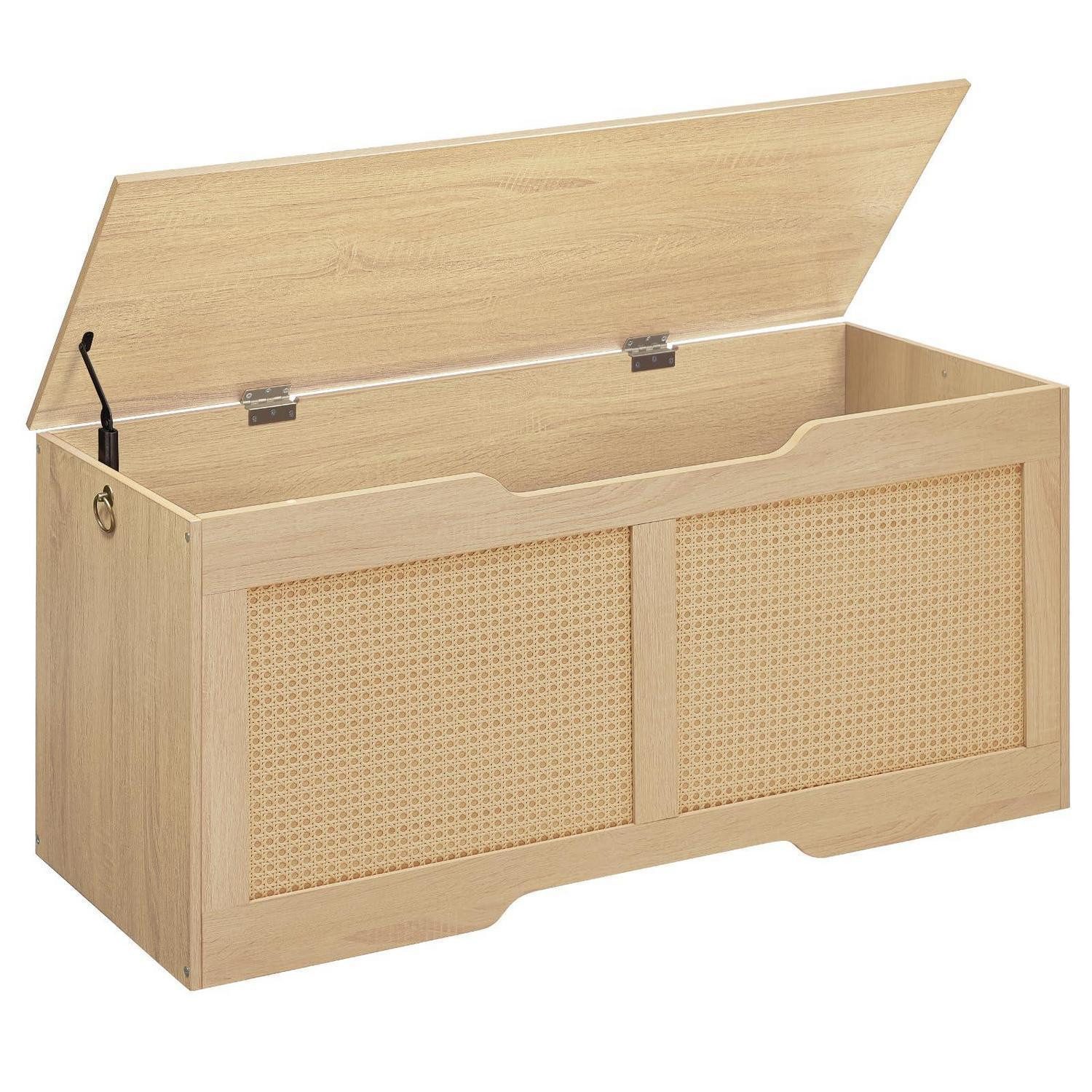 LuxusKollektion Schuhbank Sitzbank mit Stauraum 110cm Rattan Beige (1-St)