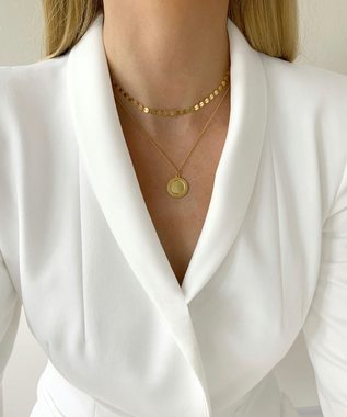 DANIEL CLIFFORD Choker 'Cora' Damen Halskette aus Silber 925 und 18 Karat Gelbgold vergoldet mit Plättchen, enganliegende Halskette für Frauen (inkl. Verpackung), größenverstellbar 31cm - 36cm, haut- und allergiefreundlich