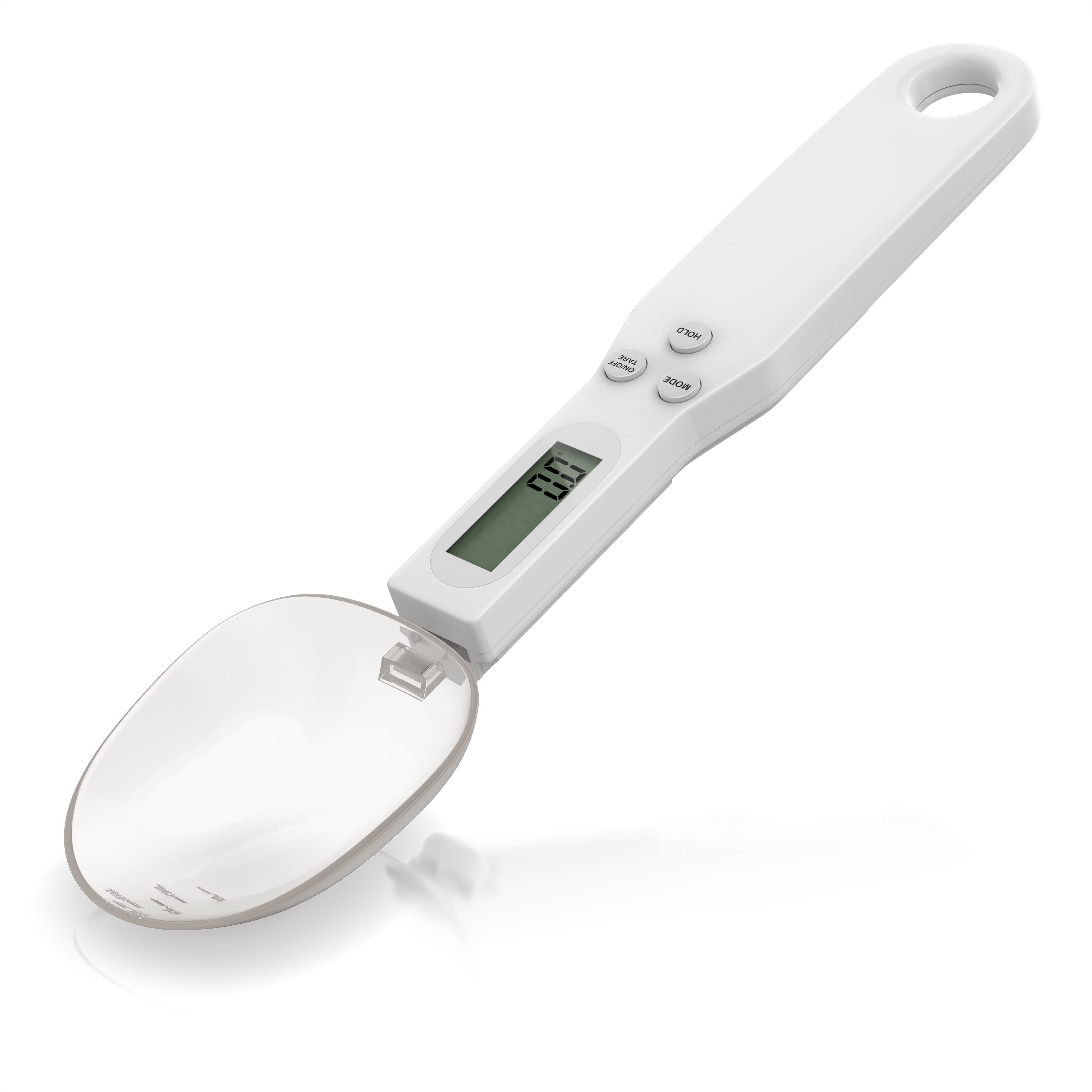 Arendo Löffelwaage digital Küchenwaage Feinwaage, LCD-Anzeige, 0,1g Auflösung, max. 500g, (1-tlg), Tara, Hold, Auto‑Abschaltung 60 s, g/oz/gn/ct/ml, Löffel abnehmbar