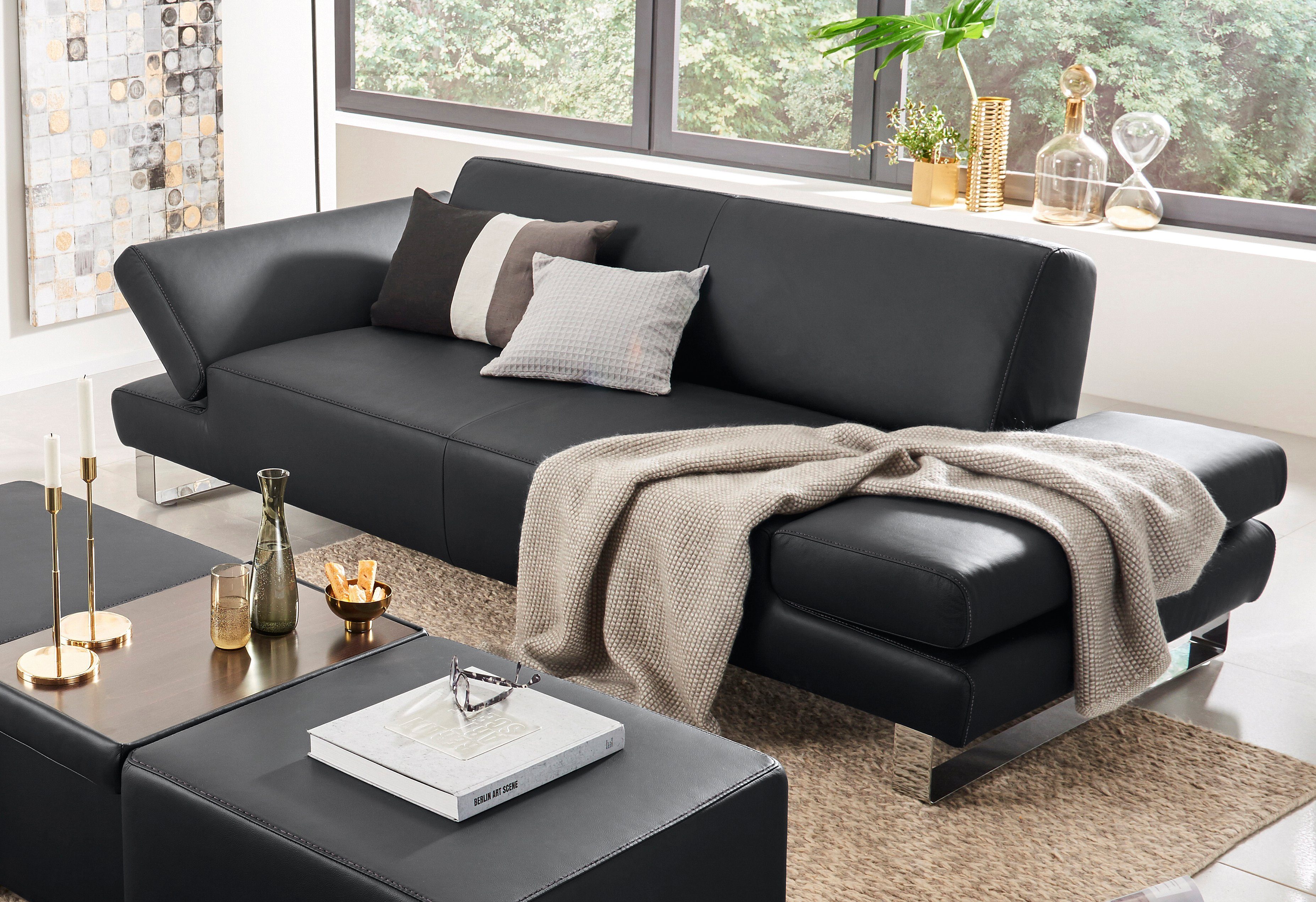 W.SCHILLIG 3-Sitzer taboo Designsofa mit hohem Sitzkomfort, mit Normaltiefe, inklusive Armlehnenverstellung, mit Kontrastnaht