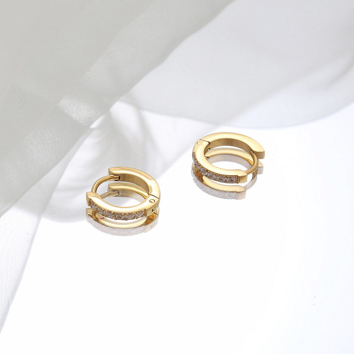 KARMA Paar Creolen Ohrringe Kristalle Gold günstig online kaufen