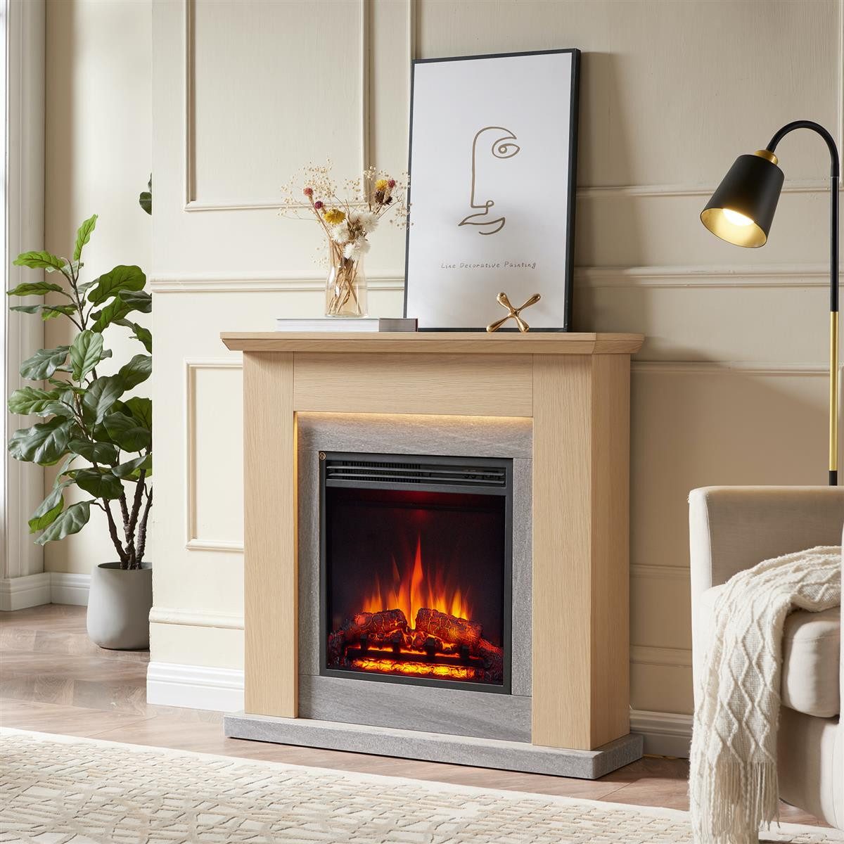 Balderia Elektrokamin Pandora, Standkamin mit 3D Flamme, 13 LED-Farben, 2000 W