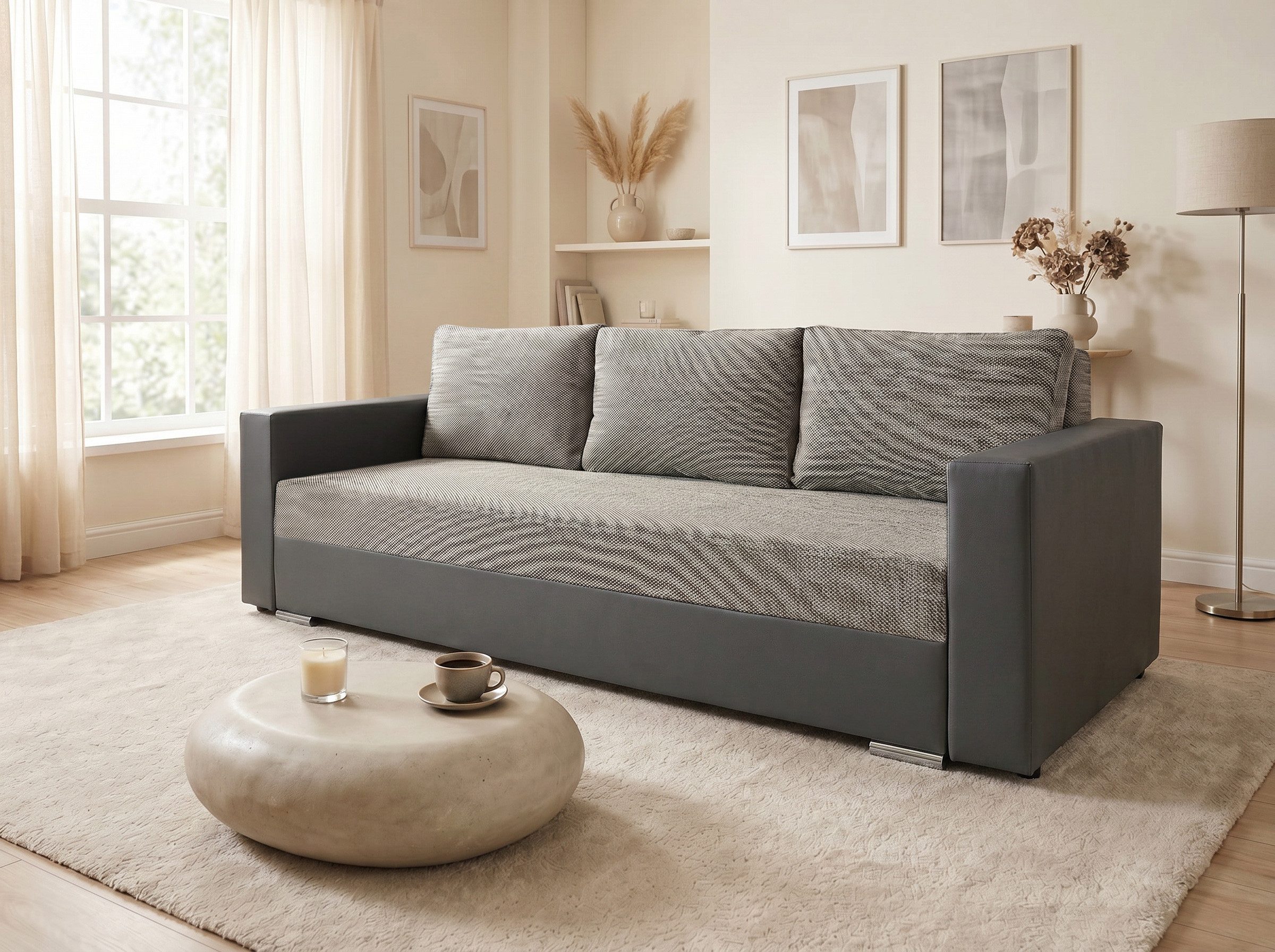 Sofnet Schlafsofa Bird, mit Schlaffunktion und Bettkasten, Bettsofa mit Chromfüße, Schlafcouch, Sofagarnitur