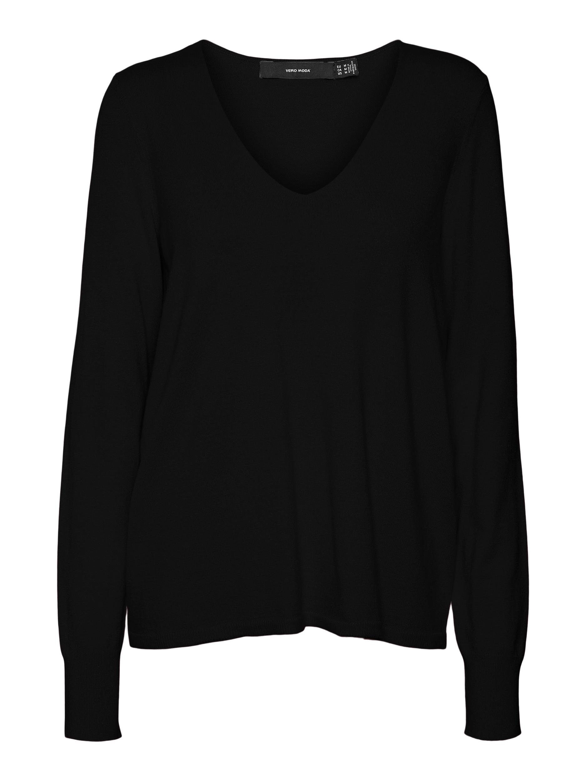 Vero Moda V-Ausschnitt-Pullover VMHAPPINESS LS V-NECK PULLOVER GA BOO