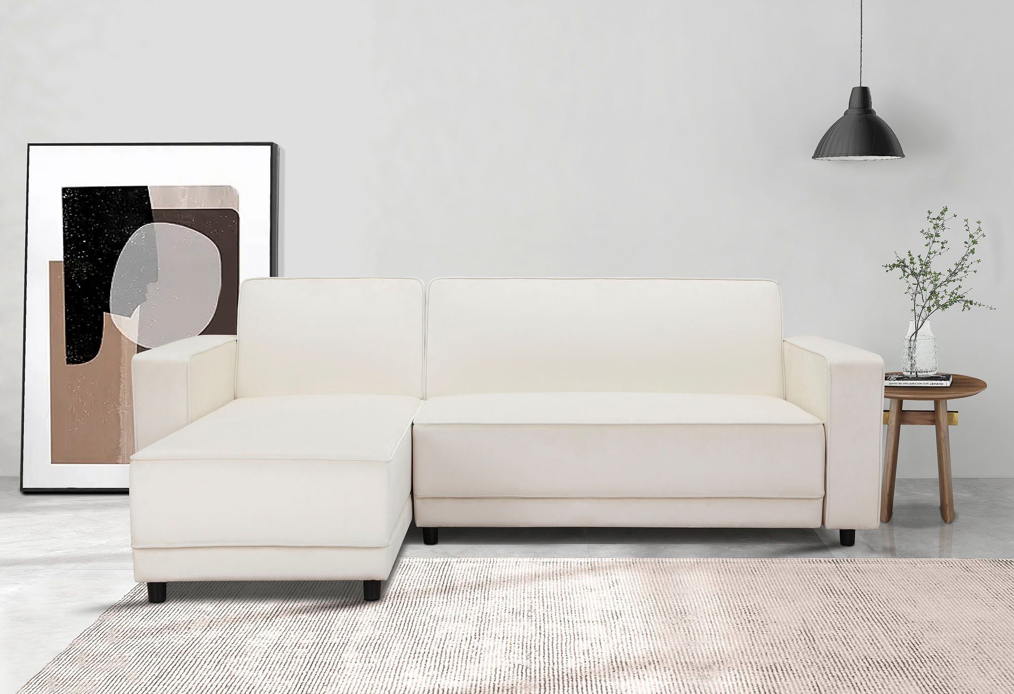 Dorel Home Ecksofa Allie Schlafsofa 230 cm mit Relaxfunktion in der Rückenlehne, Schlaffunktion (108/194,5cm), trendiger Cord o. pflegeleichter Velours