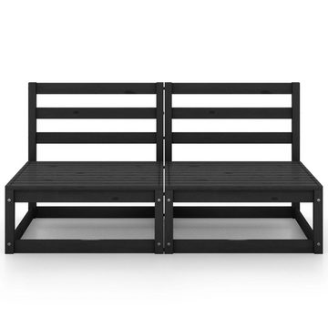 vidaXL Loungesofa Gartensofa 2-Sitzer Schwarz Massivholz Kiefer, 1 Teile