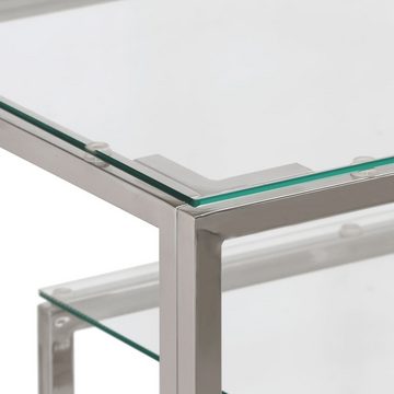 vidaXL Laptoptisch Konsolentisch Silbern Edelstahl und Hartglas (1-St)
