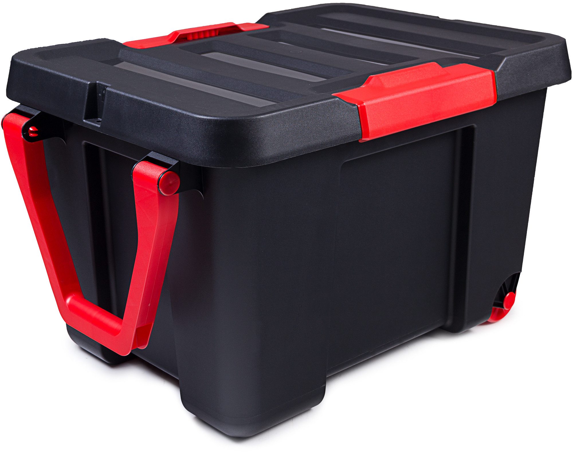 ONDIS24 Aufbewahrungsbox Stapelbox mit Deckel 120L, Kunststoff, Werkzeugkasten rollbar, Transportbox, abschließbar (Schloss nicht im Lieferumfang enthalten)