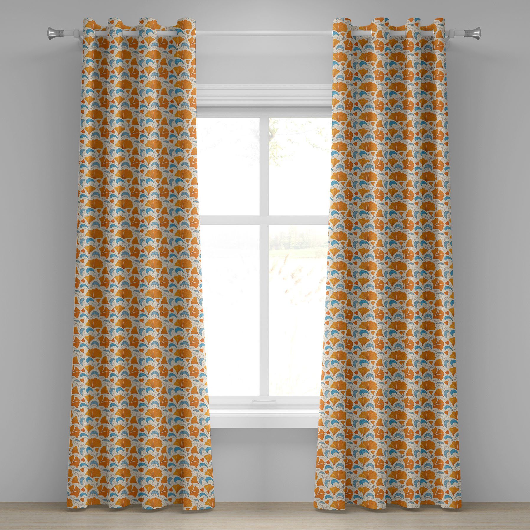 Gardine Dekorative 2-Panel-Fenstervorhänge für Schlafzimmer Wohnzimmer, Abakuhaus, Blätter Moderne Blumenmuster