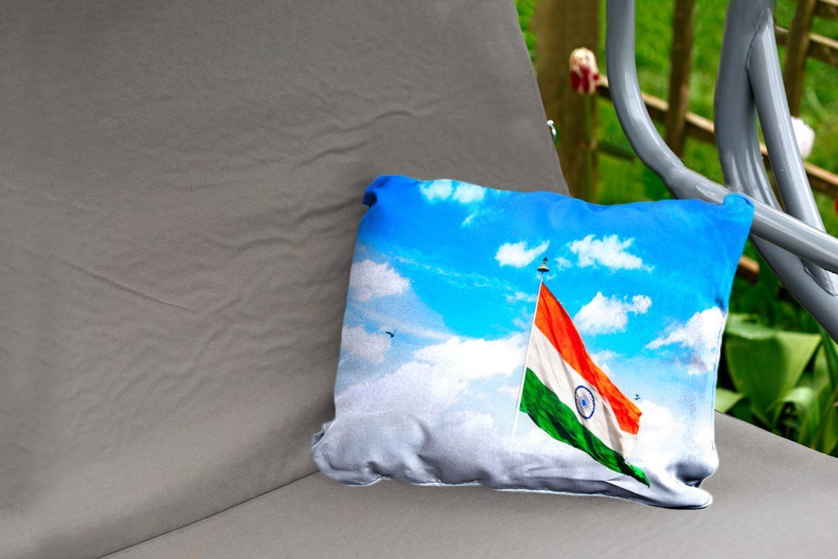 Dekokissen Himmel, Kissenhülle Outdoor-Dekorationskissen, Flagge Polyester, MuchoWow blauem Dekokissenbezug, vor Indische