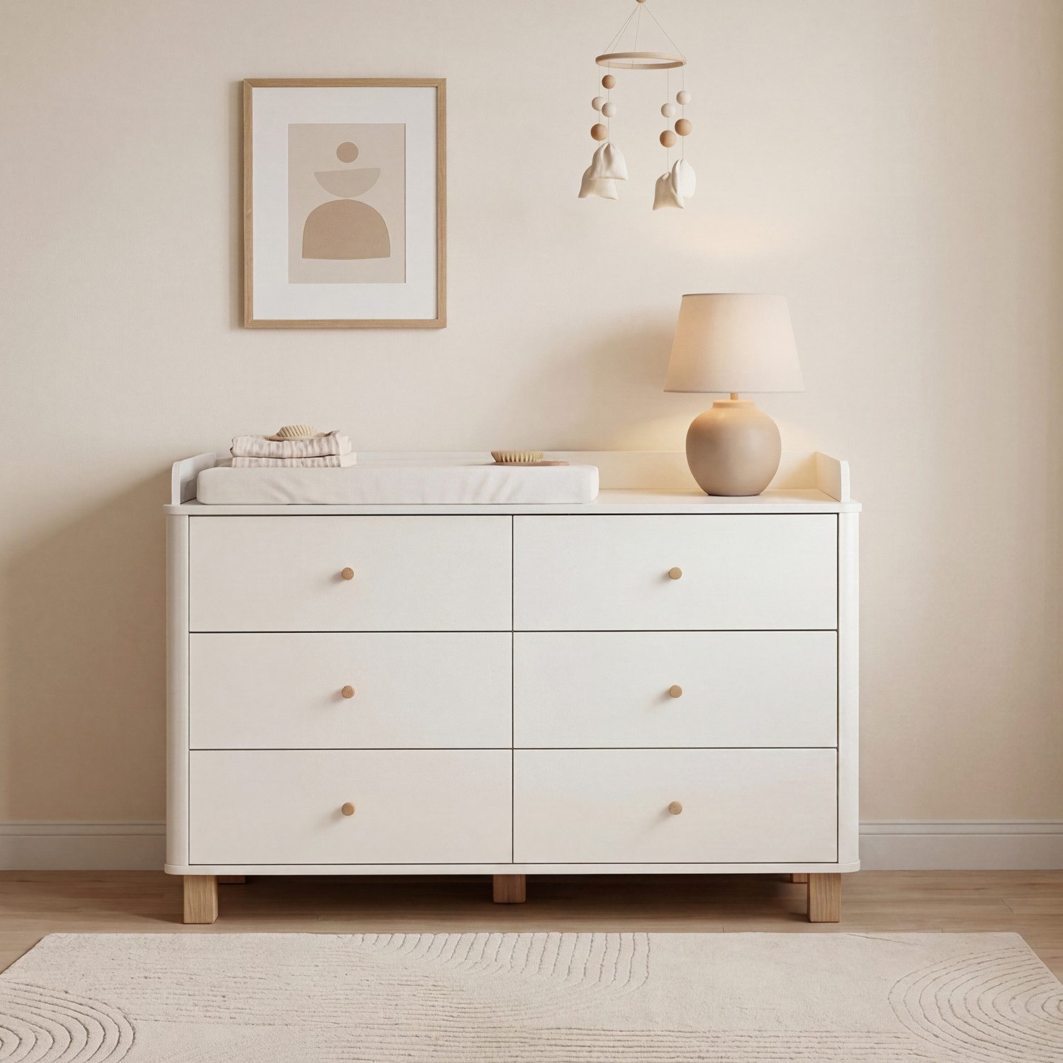 HOMSEE Kommode mit Aufsatz 120x50x80 cm, 6 Schubladen, MDF Weiß (1 St), Stabile Kommode mit viel Stauraum, praktischem Design & moderner Optik