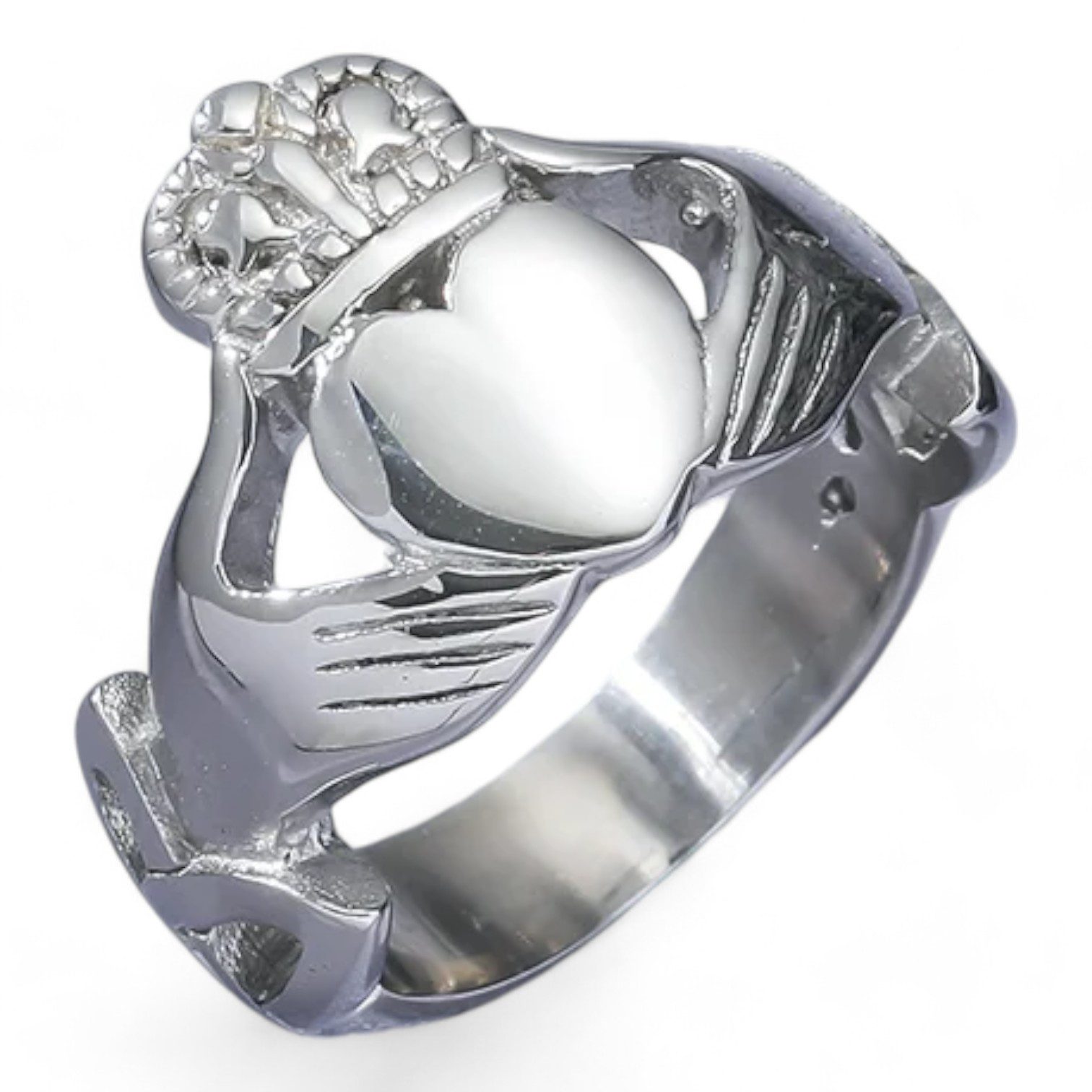 Eyecatcher Fingerring Claddagh Ring Herz und Krone in Hand der Raute, Silberfarbener Ring, Silber Ring