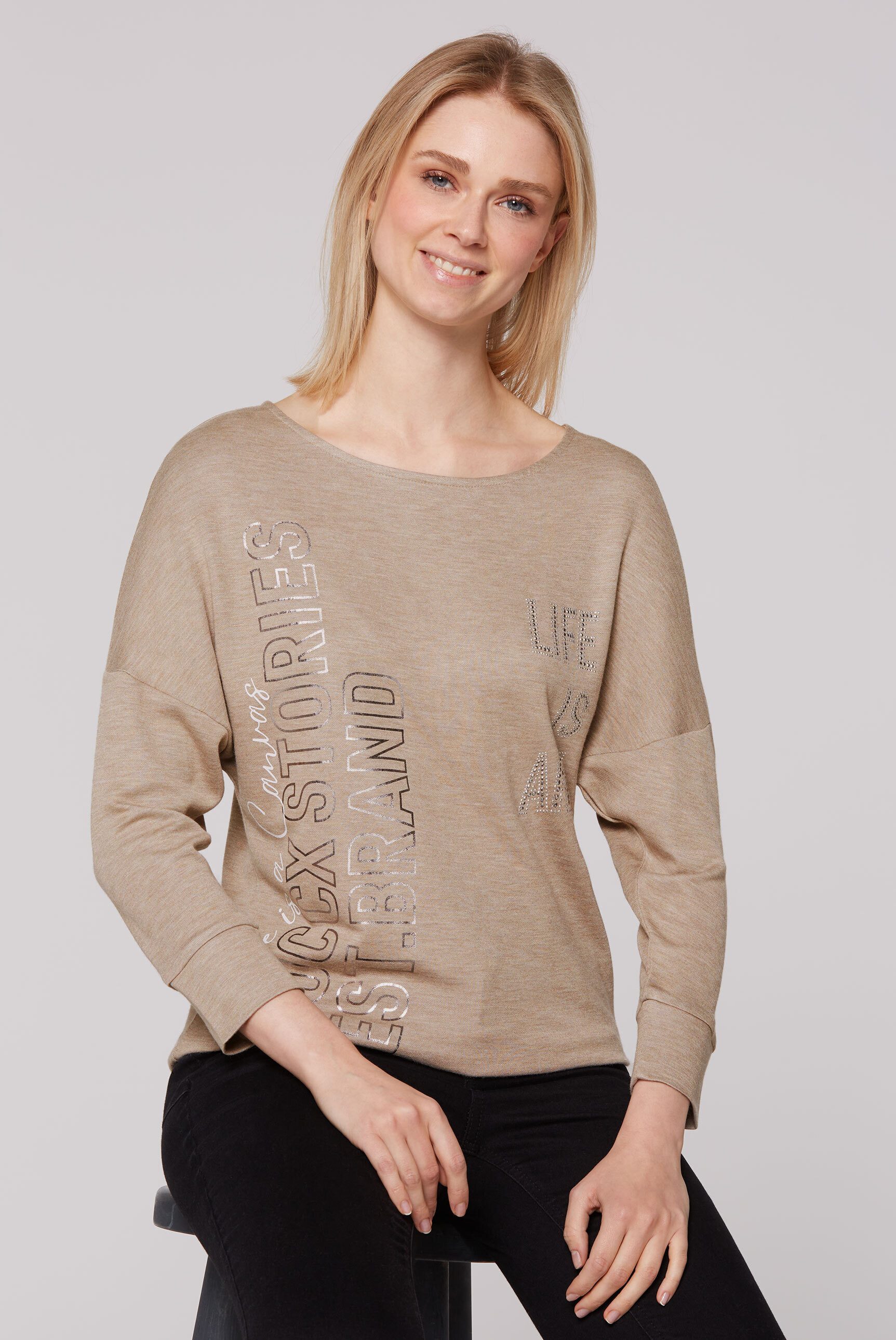 SOCCX 3/4-Arm-Shirt mit Glitzersteinchen günstig online kaufen