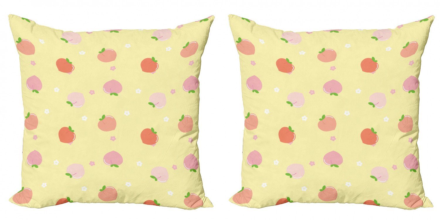 Kissenbezüge Modern (2 Stück), Farben Digitaldruck, Obst Peach Doppelseitiger Blossom Accent mit Abakuhaus
