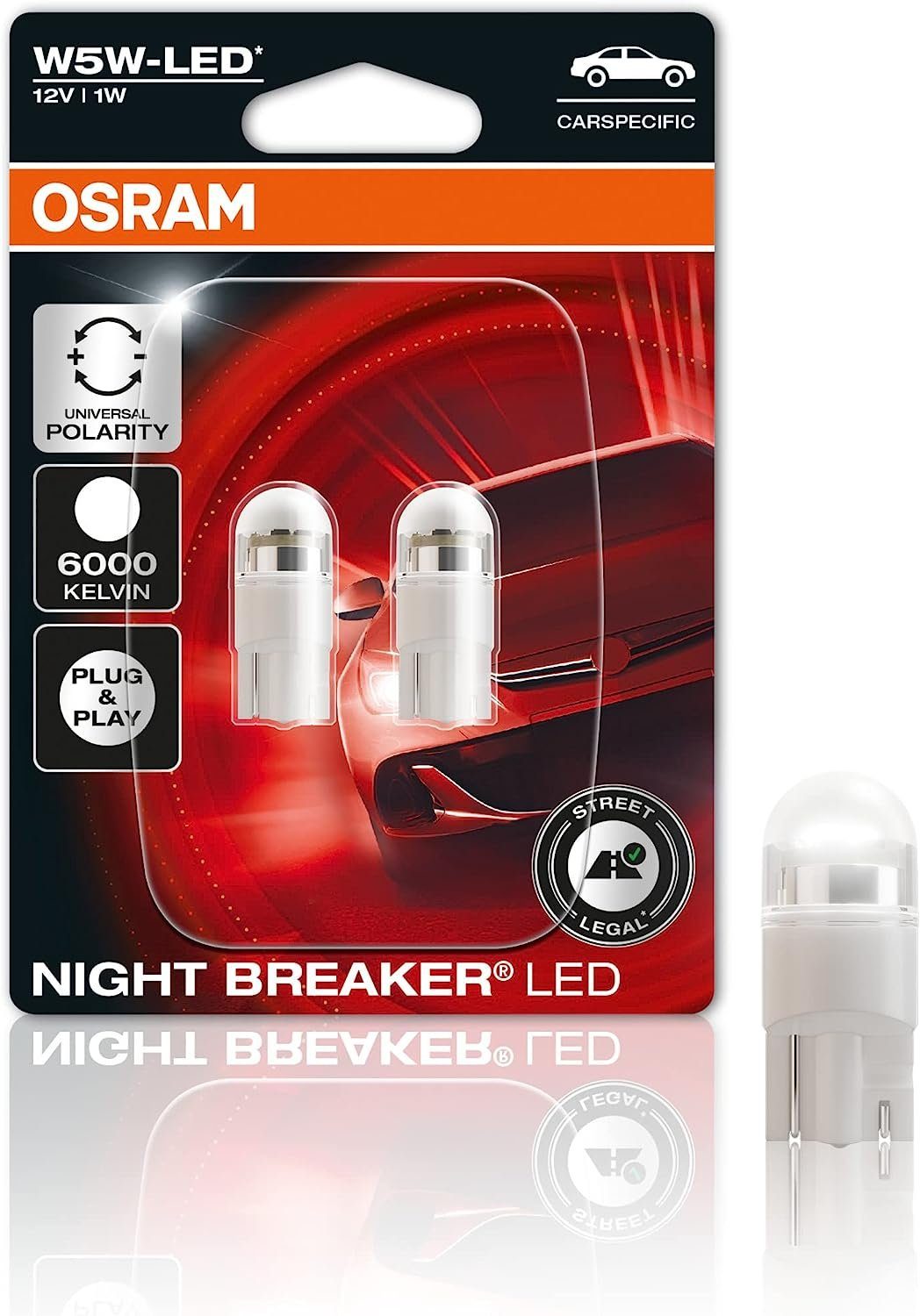 Osram LED-Leuchtmittel OSRAM (2er V/1 12 W LED NIGHT Blister) W2.1x9.5d W5W BREAKER