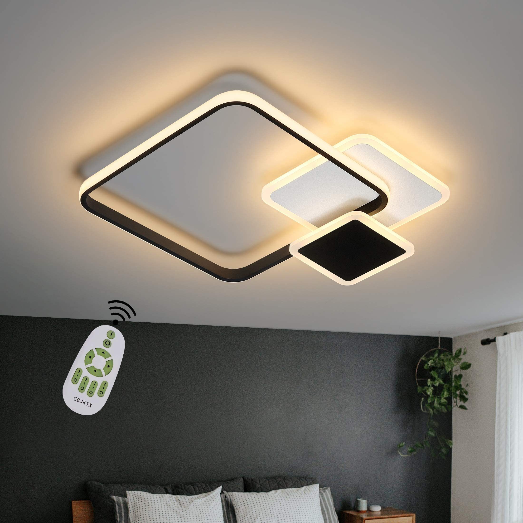 Nettlife LED Deckenleuchte Dimmbare mit Fernbedienung 46W modernes in Weiß und Schwarz
