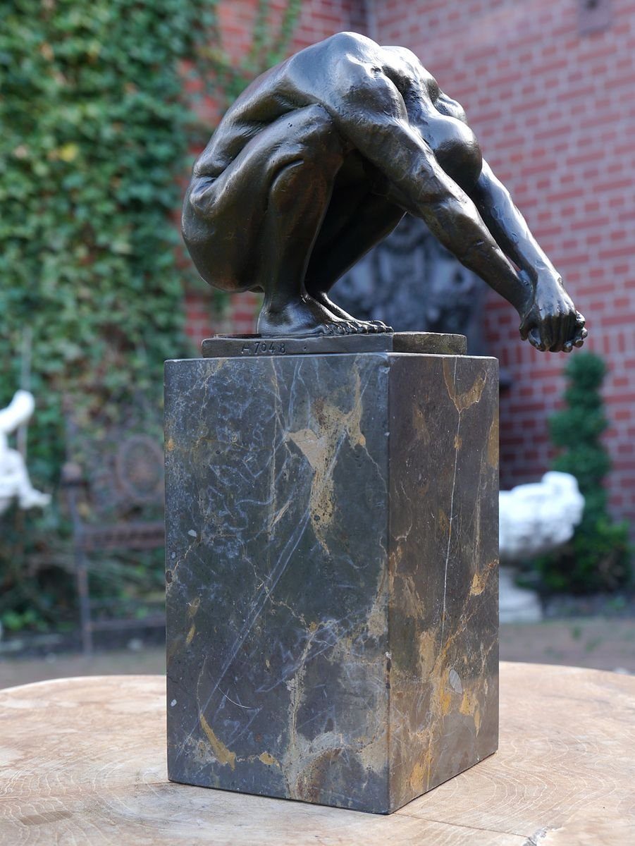AFG Dekoobjekt auf Männerakt Marmorsockel Bronze erotischer Figur