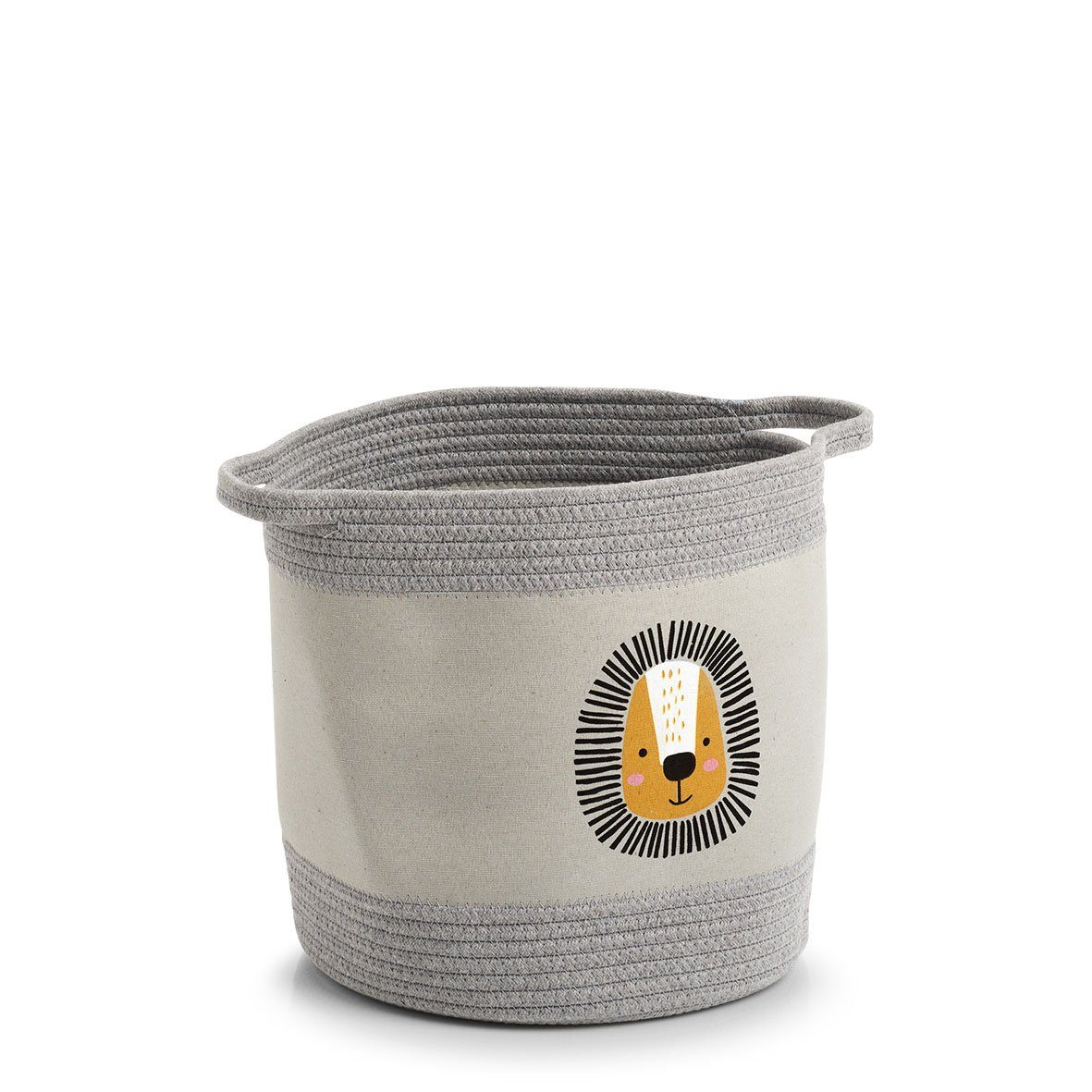 Zeller Present Aufbewahrungskorb Löwe, Baumwolle/Polyester, grau/bunt, Ø30 günstig online kaufen