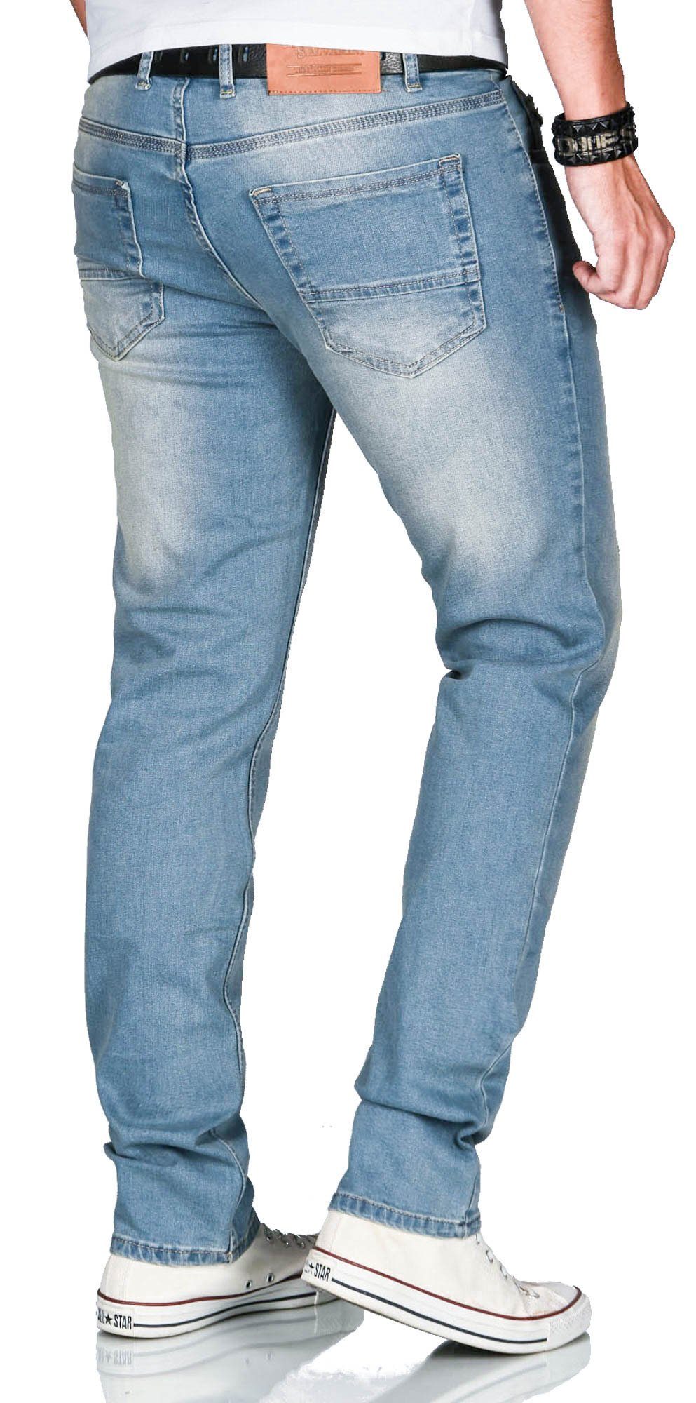 Effekt 2% used Slim-fit-Jeans Elasthan Used mit und mit look Mittelblau Alessandro ASCatania AS-162 - Salvarini