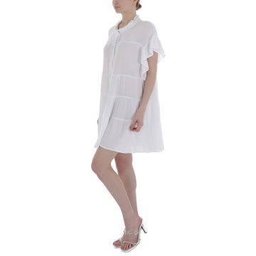 Ital-Design Minikleid Damen Freizeit Rüschen Minikleid in Weiß