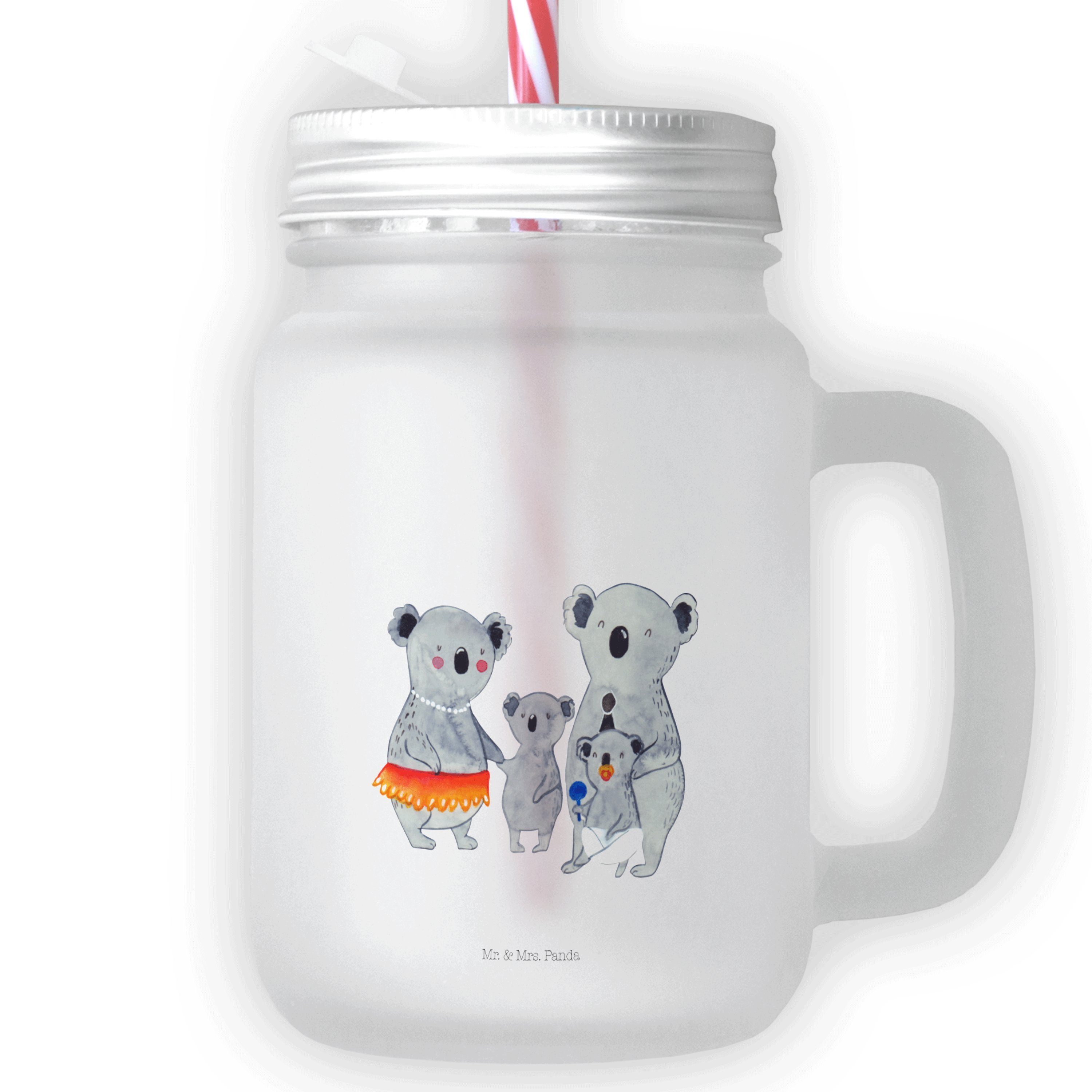 Mr. & Mrs. Panda Glas Koala Familie - Transparent - Geschenk, Mama, Sommerglas, Geschwister, Premium Glas
