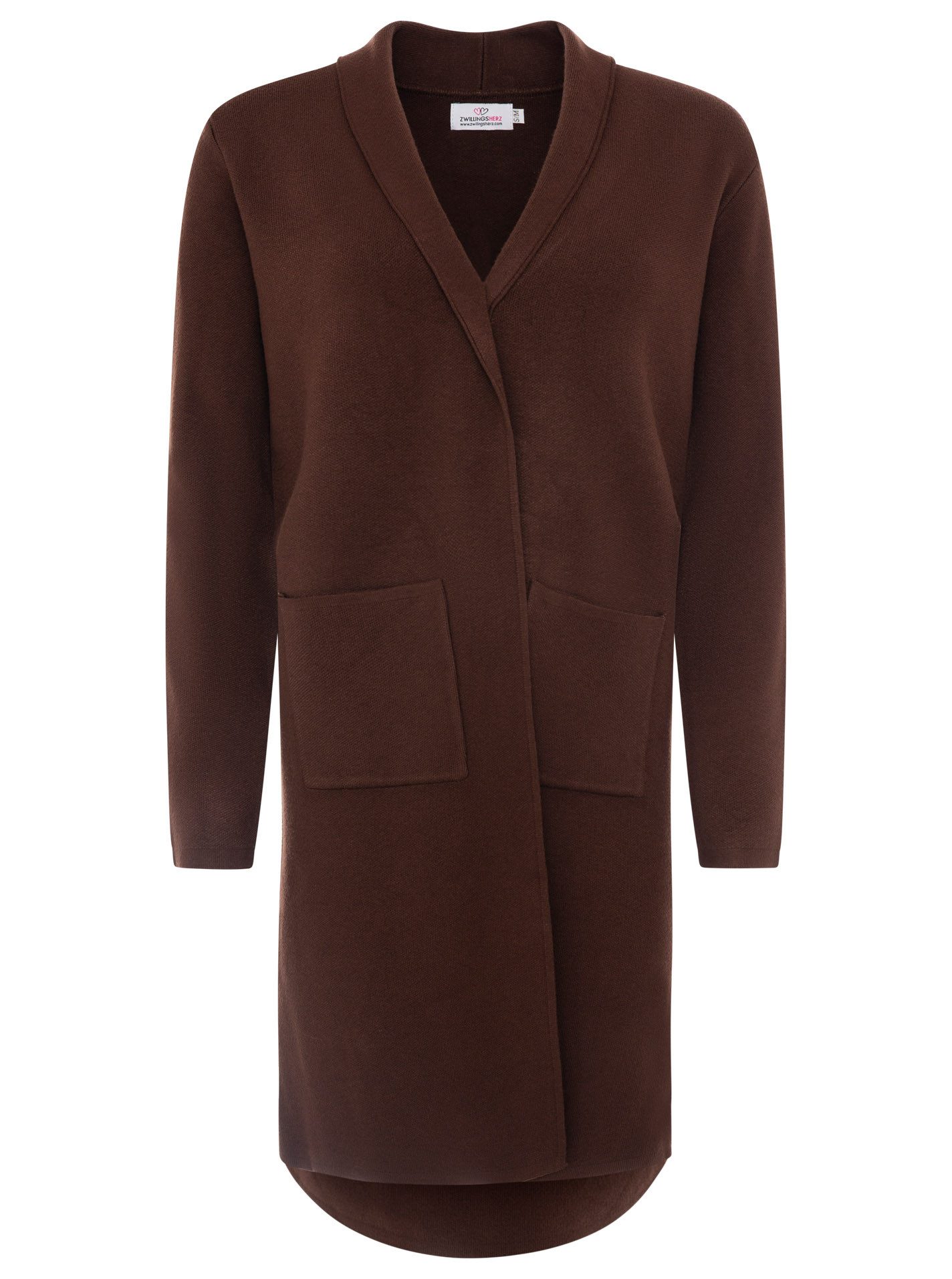 Zwillingsherz Cardigan "Jessi" mit Kragen, Langarm, aufgesetzte Taschen, ohne Verschluss, knielang – Bild 2 von 5