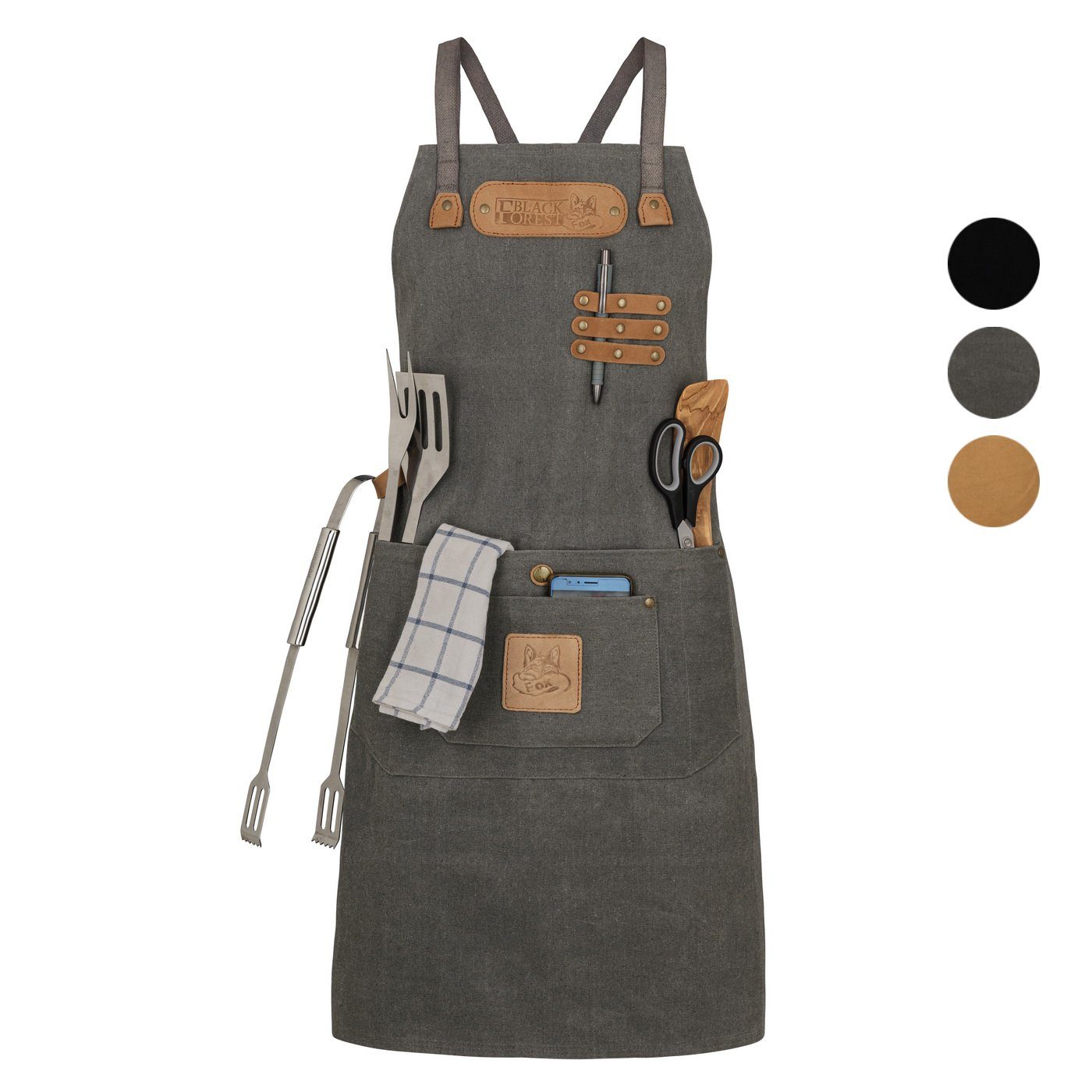 BLACK FOREST FOX Grillschürze Canvas Arbeitsschürze, Grillschürze BBQ Kochs günstig online kaufen