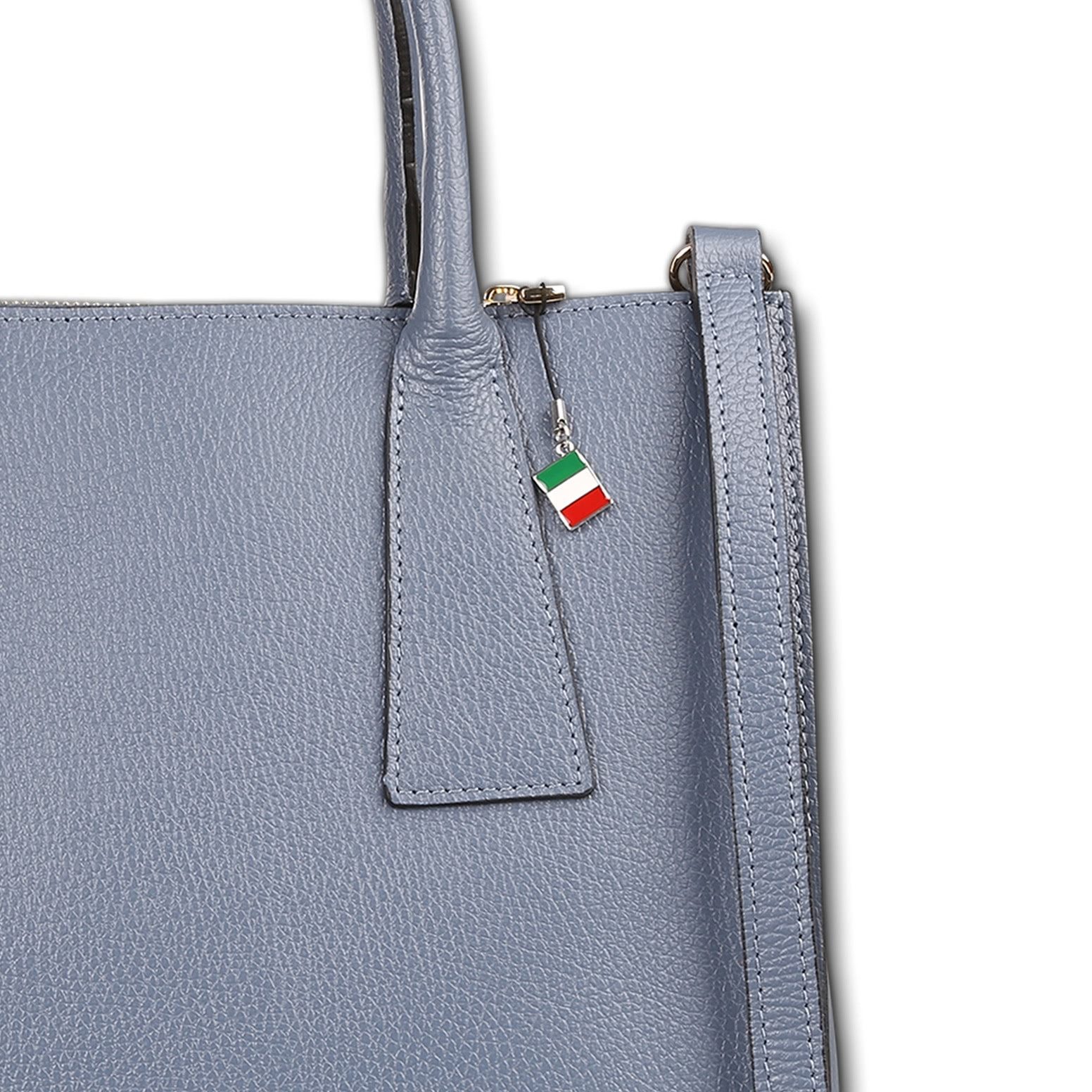 FLORENCE Handtasche Florence Damen Handtasche Leder Tasche (Handtasche), Damen Handtasche Leder, blau, grau ca. 32cm x 27cm hoch