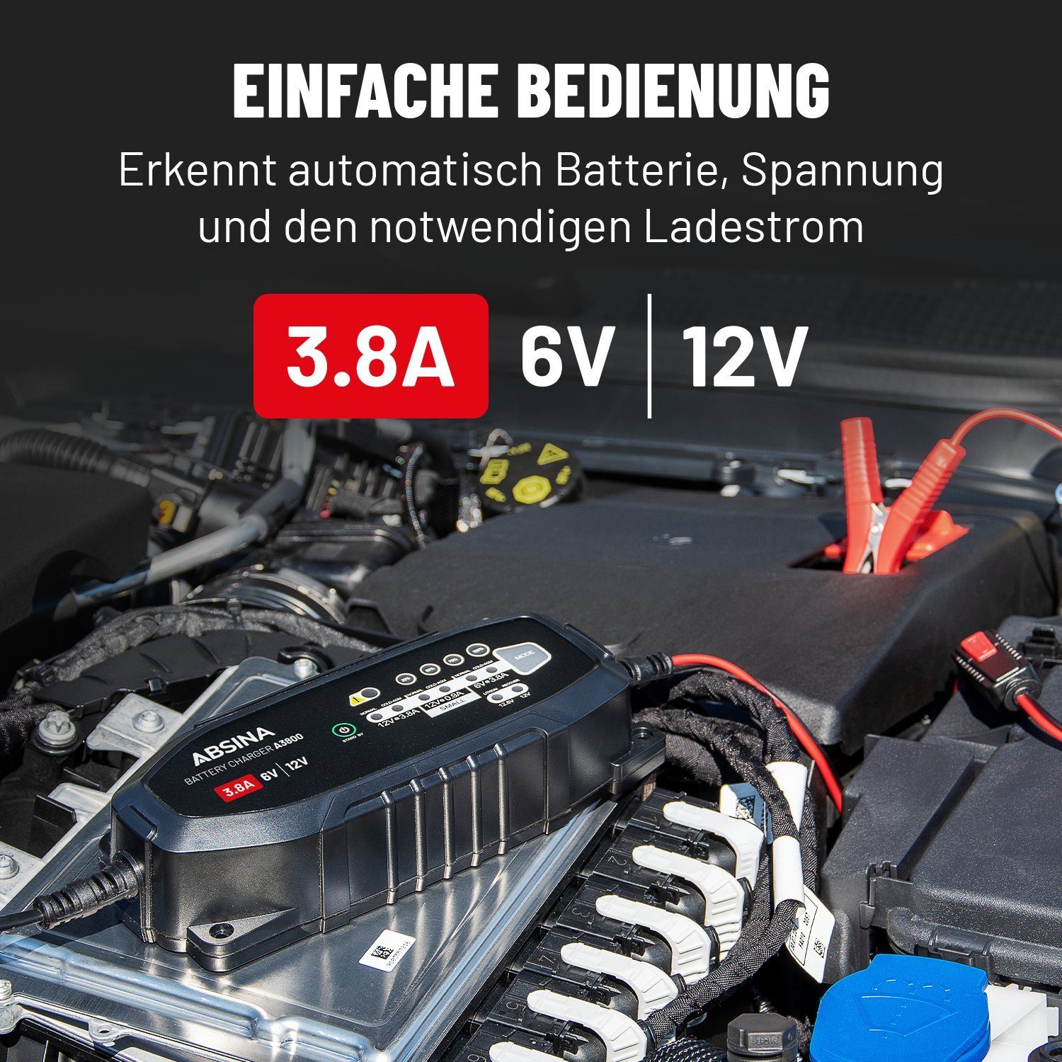 6V 1A Vollautomatische Ladegerät Batterieladegerät für KFZ PKW Auto Motorrad DE 